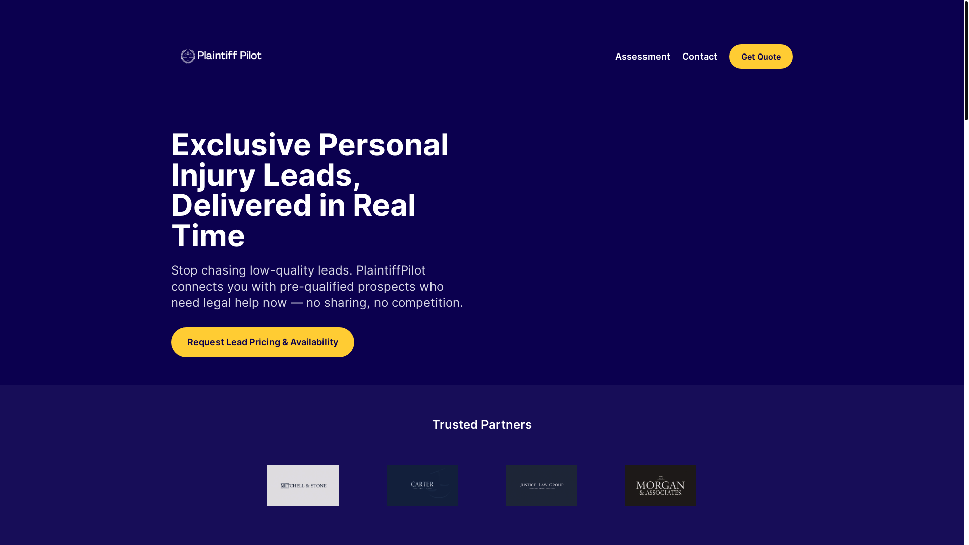 website screenshot of https://plaintiffpilotleads.com/