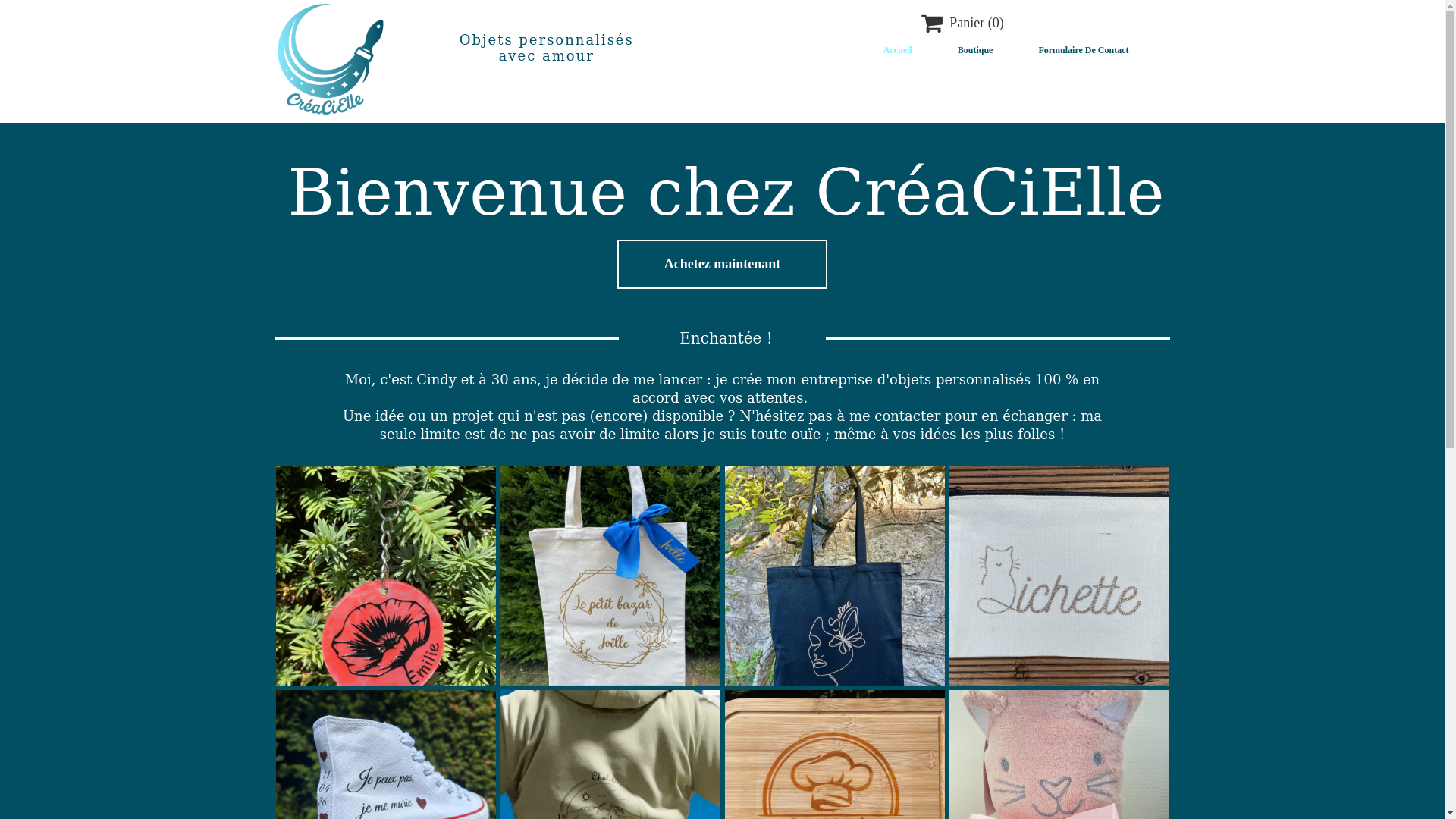 website screenshot of https://creacielle.fr/