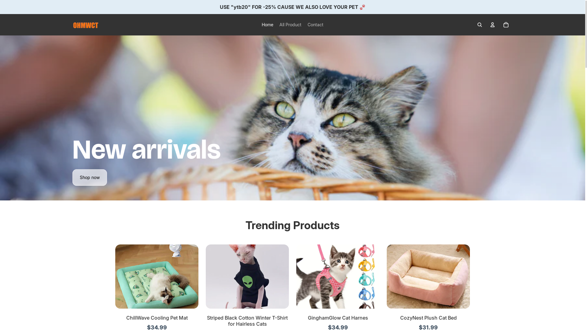 website screenshot of https://ohmwct.store/