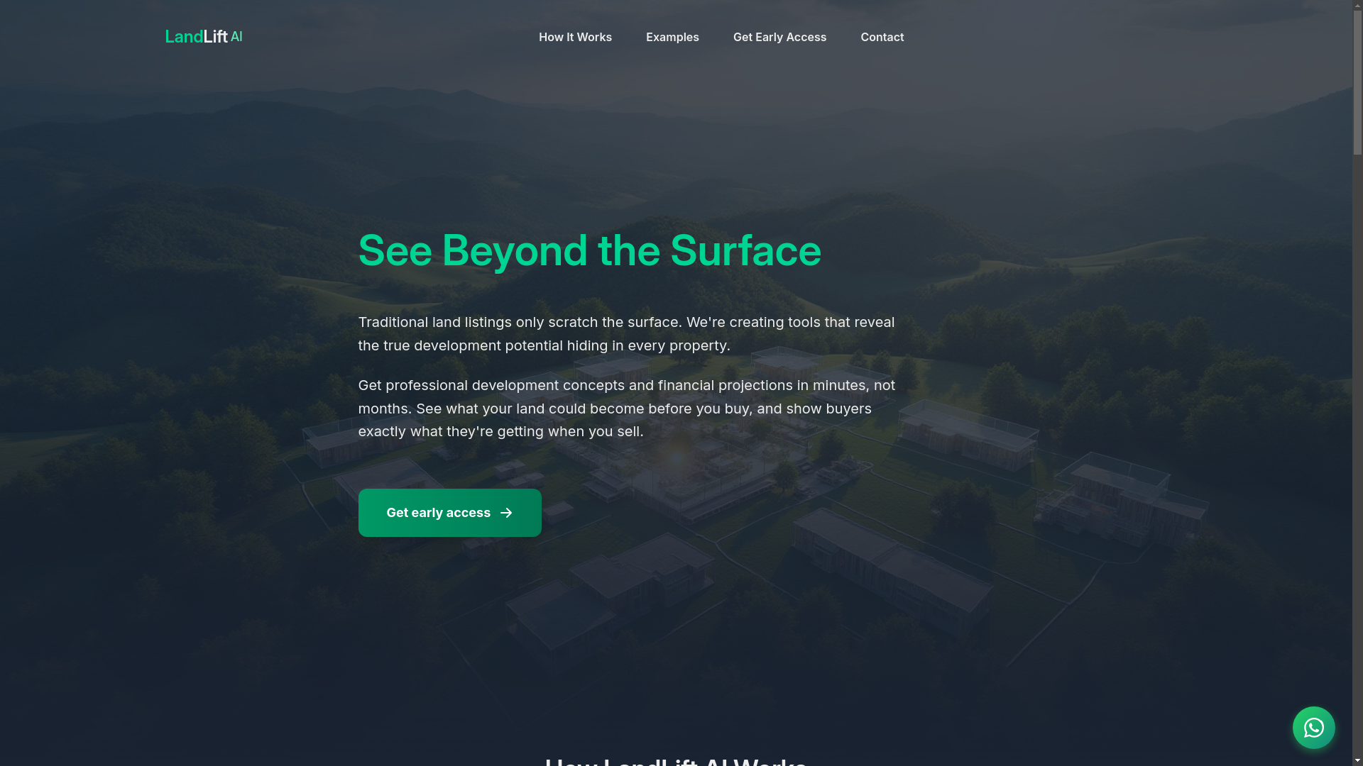 website screenshot of https://landlift.ai/