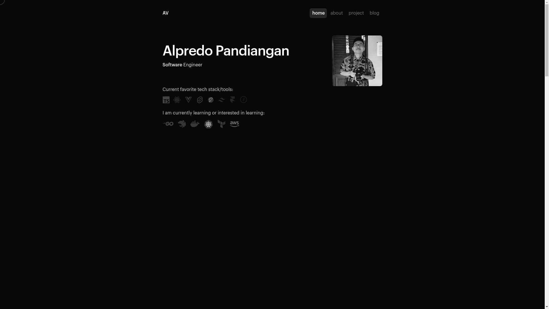 website screenshot of https://alpredovandy.dev/
