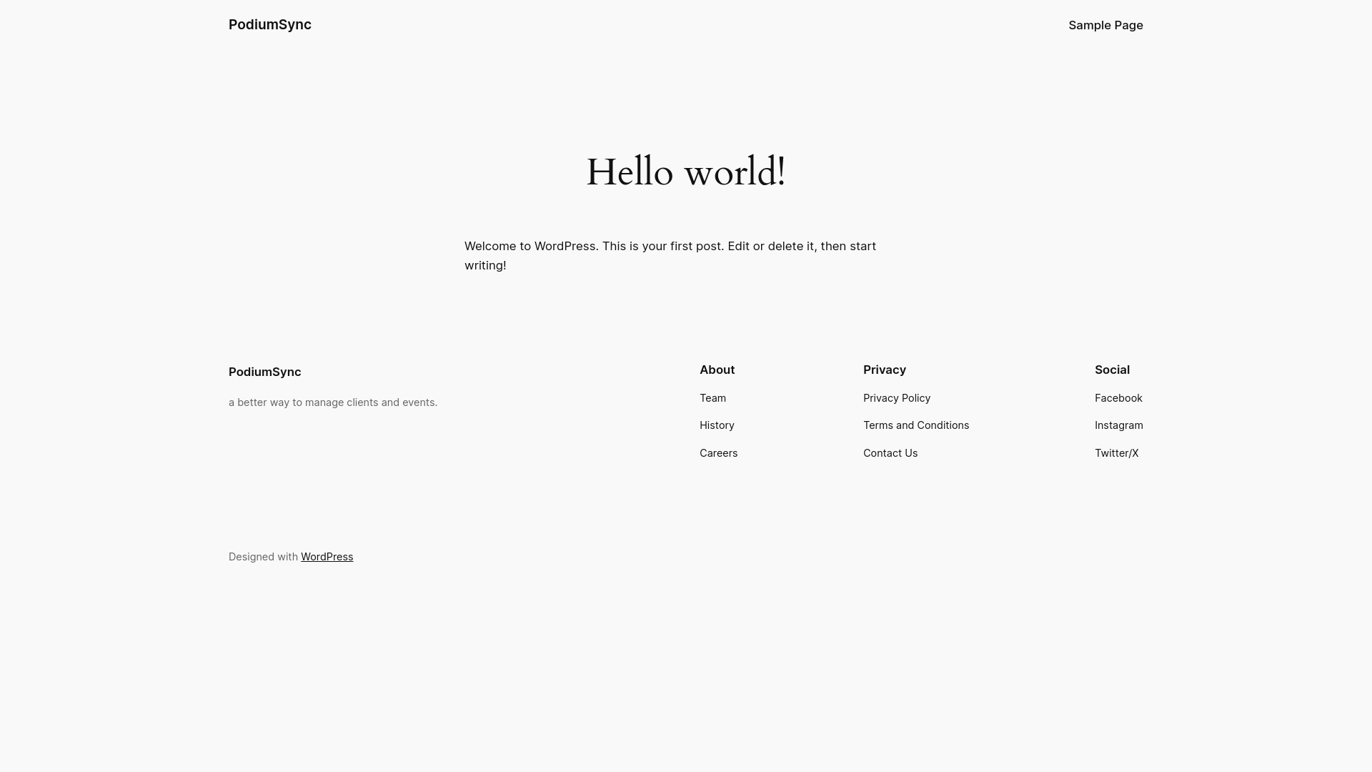 website screenshot of https://podiumsync.media/