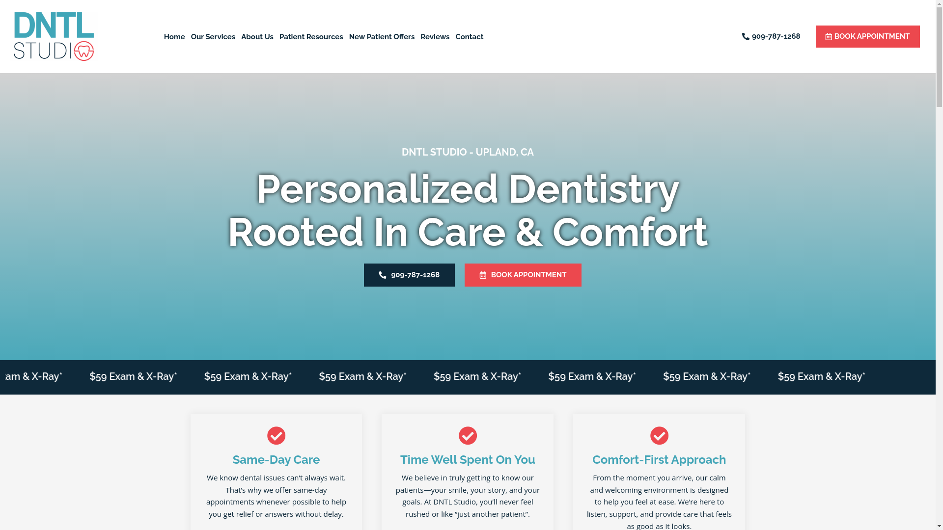 website screenshot of https://dntlstudiosocal.com/