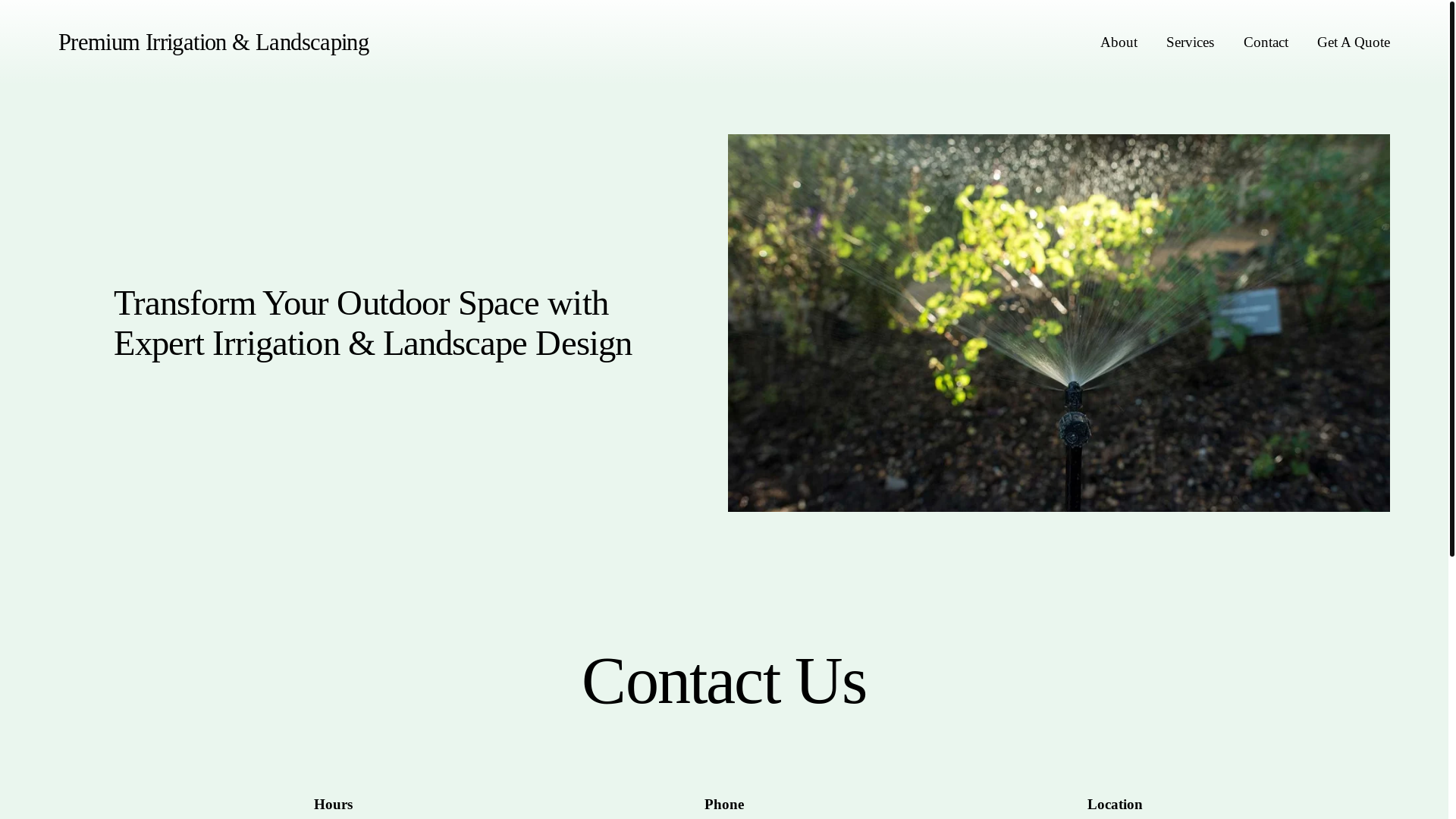 website screenshot of https://premiumirrigationlandscaping.com/