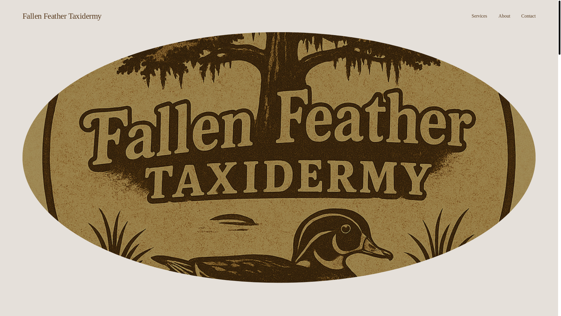 website screenshot of https://fallenfeathertaxidermy.org/