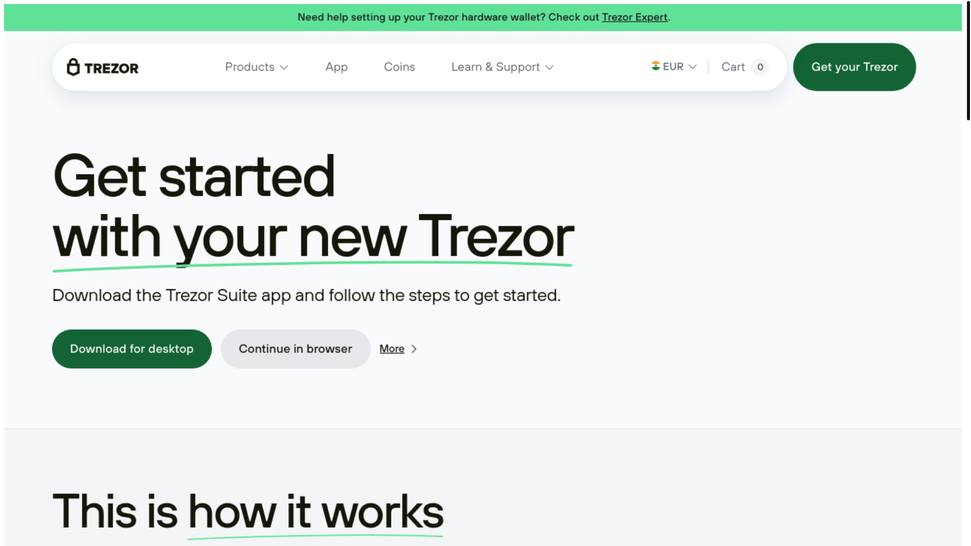 website screenshot of https://connect-trezr-portal.pages.dev/