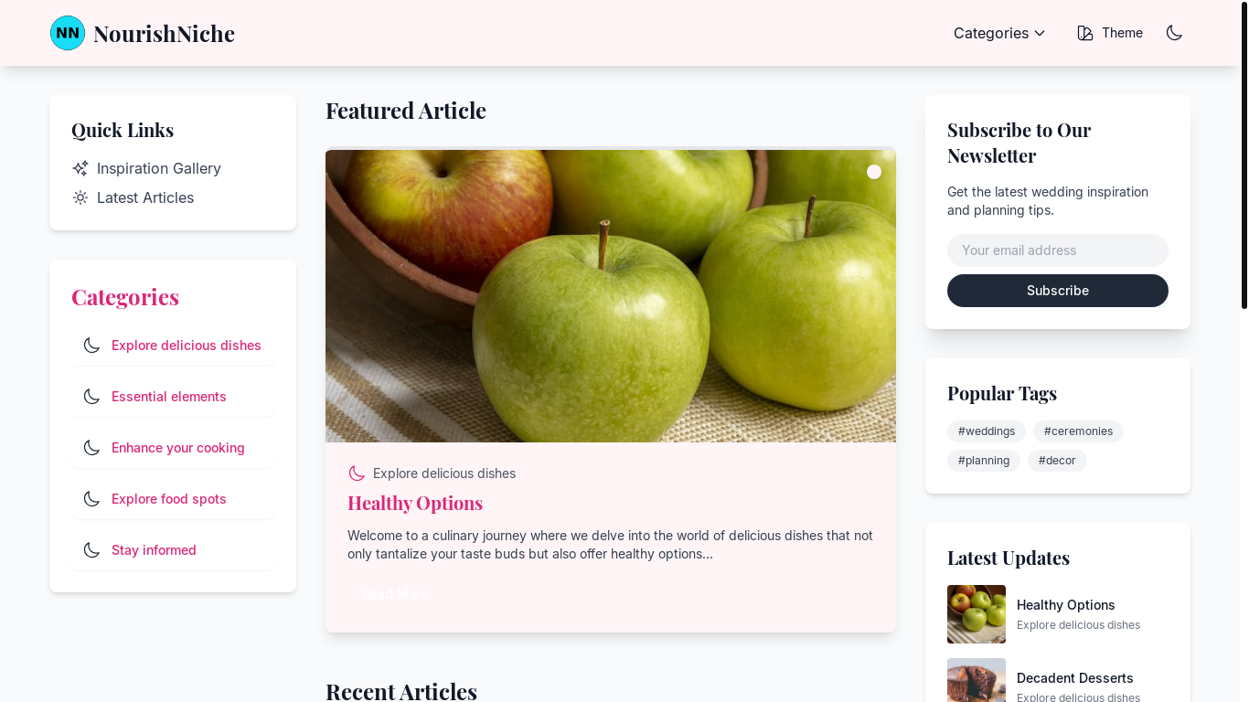 website screenshot of https://nutriniche.food/