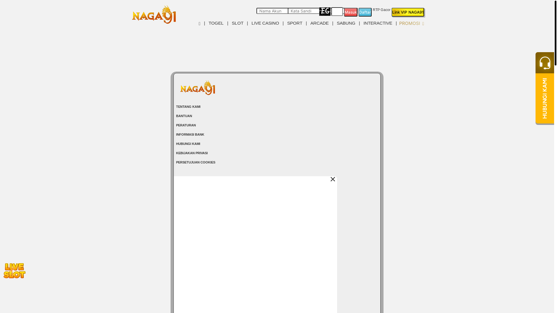 website screenshot of https://naga91live.com/