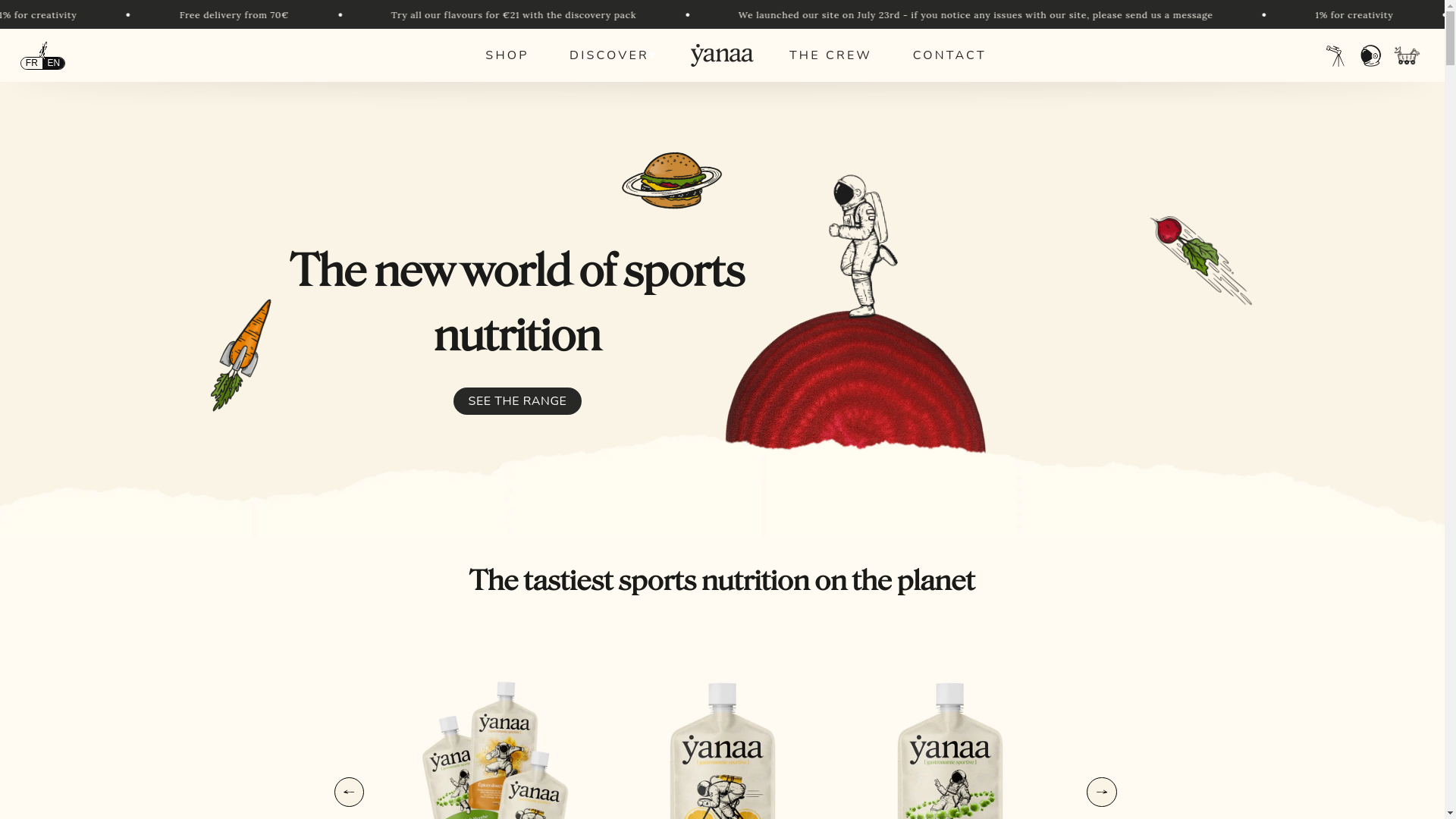 website screenshot of https://yanaa.food/