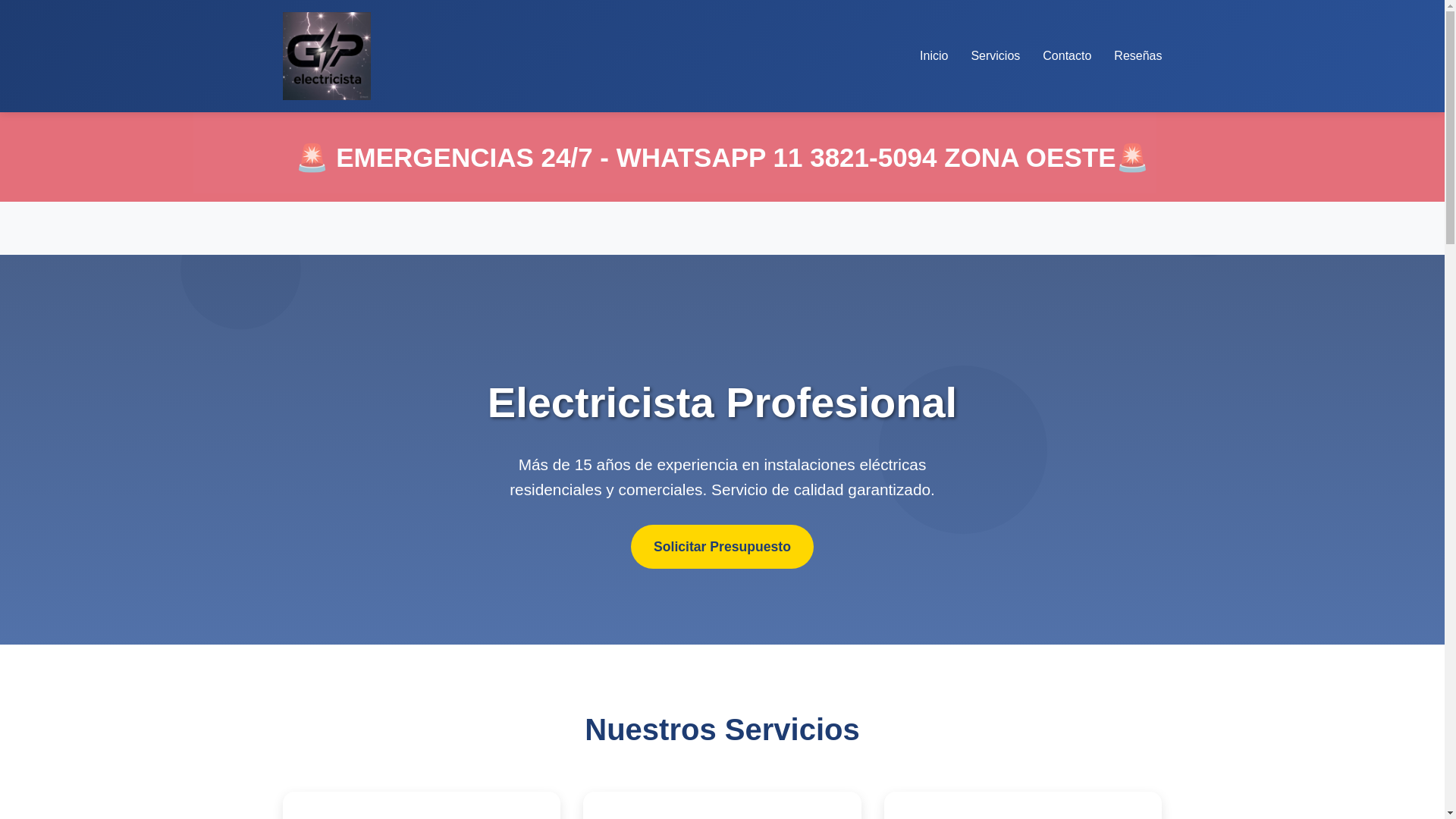 website screenshot of https://gpelectricista.net/