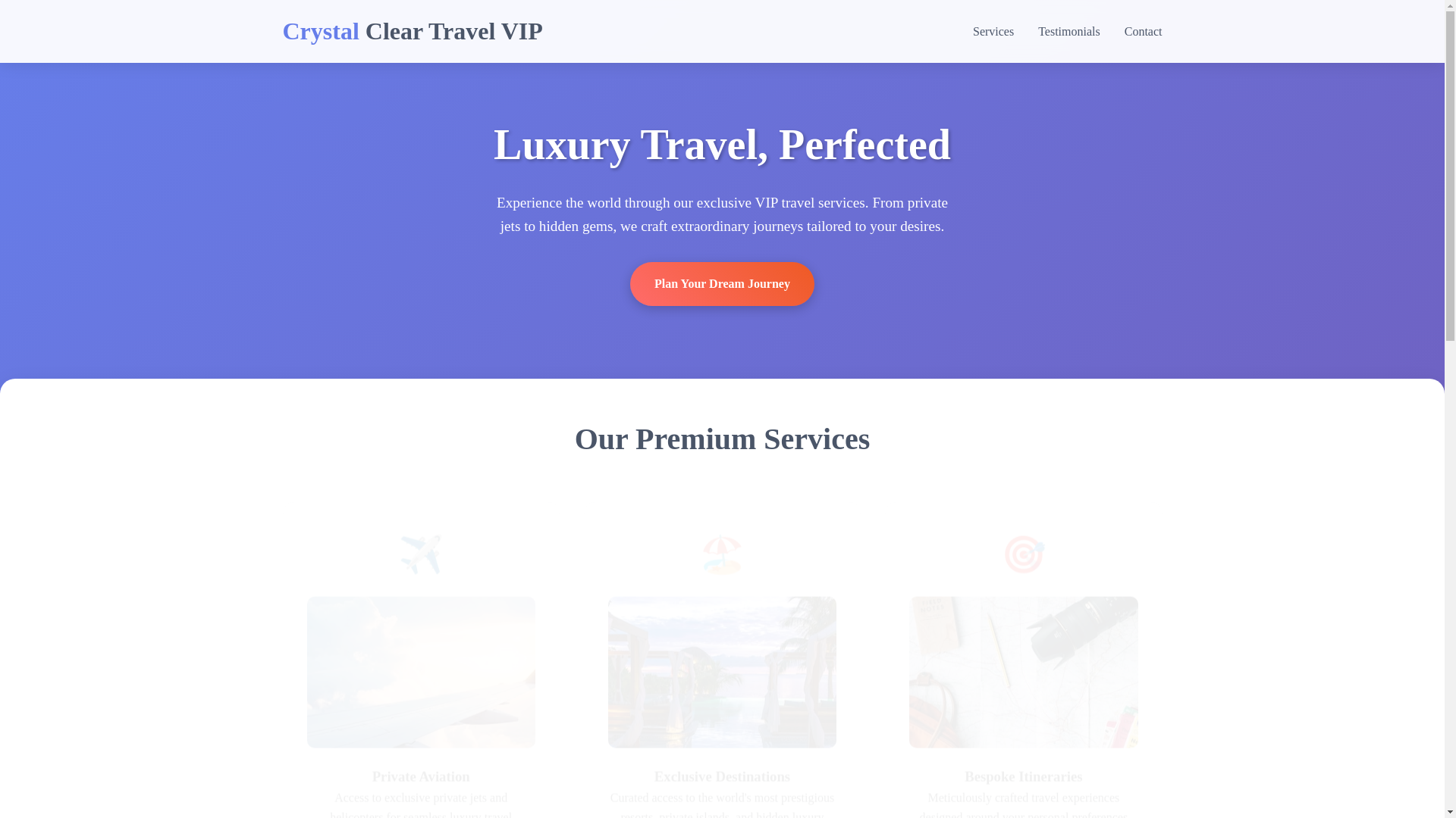 website screenshot of https://crystalcleartravel.vip/