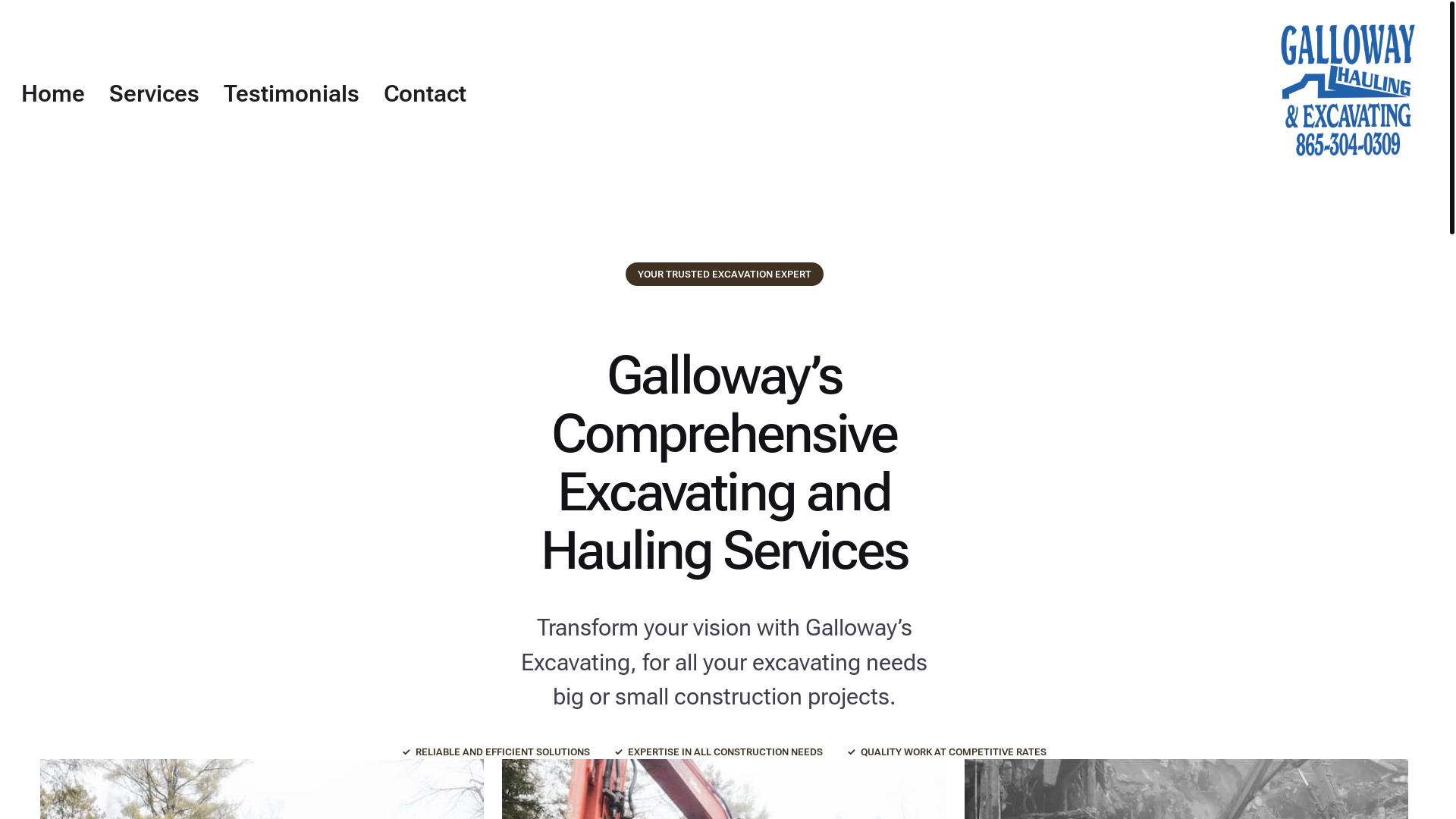 website screenshot of https://gallowayexcavationllc.com/