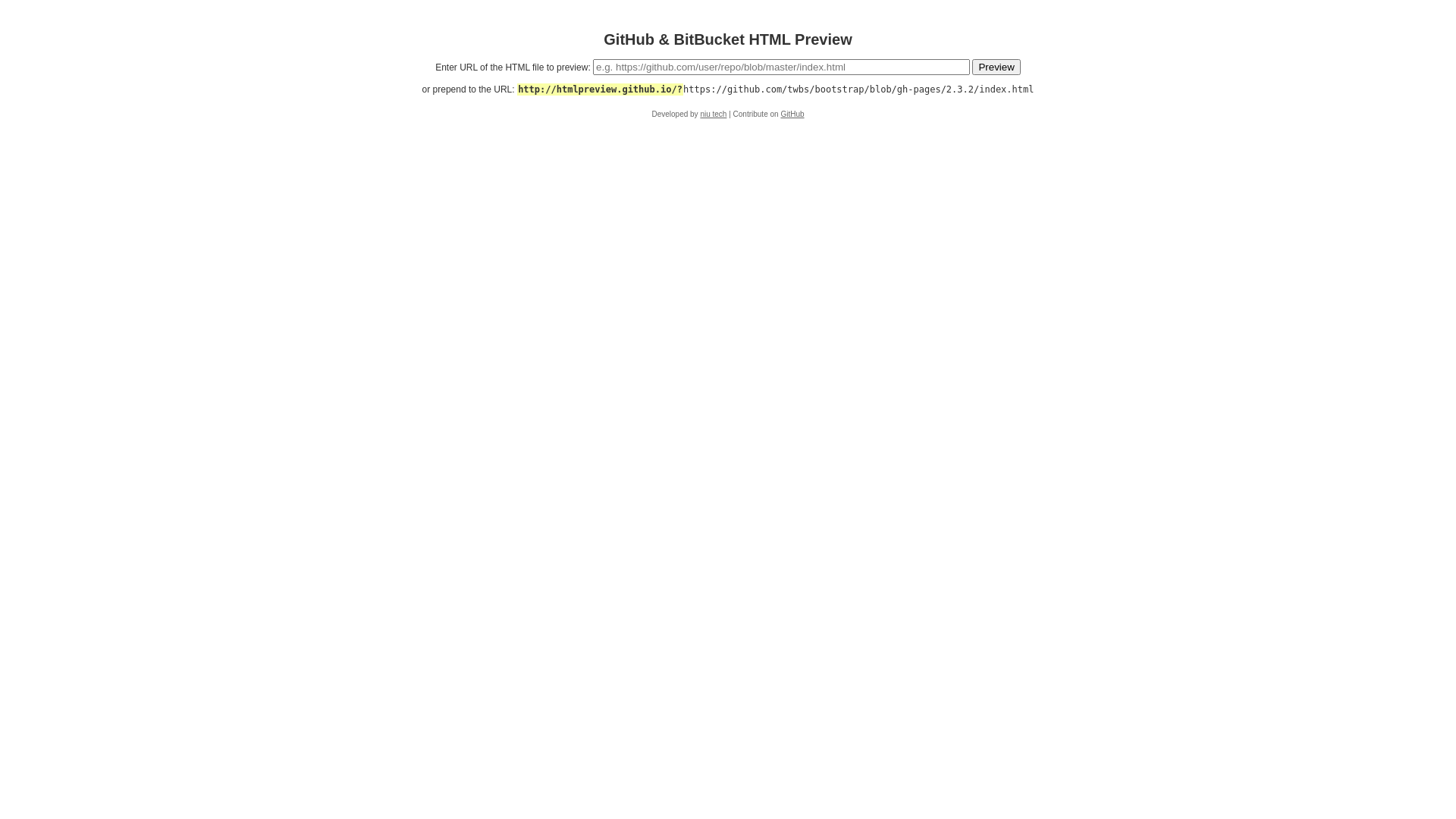 website screenshot of https://htmlpreview.github.io/