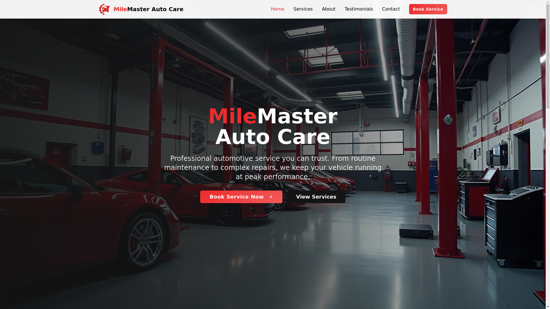 website screenshot of https://milemasterautocare.com/