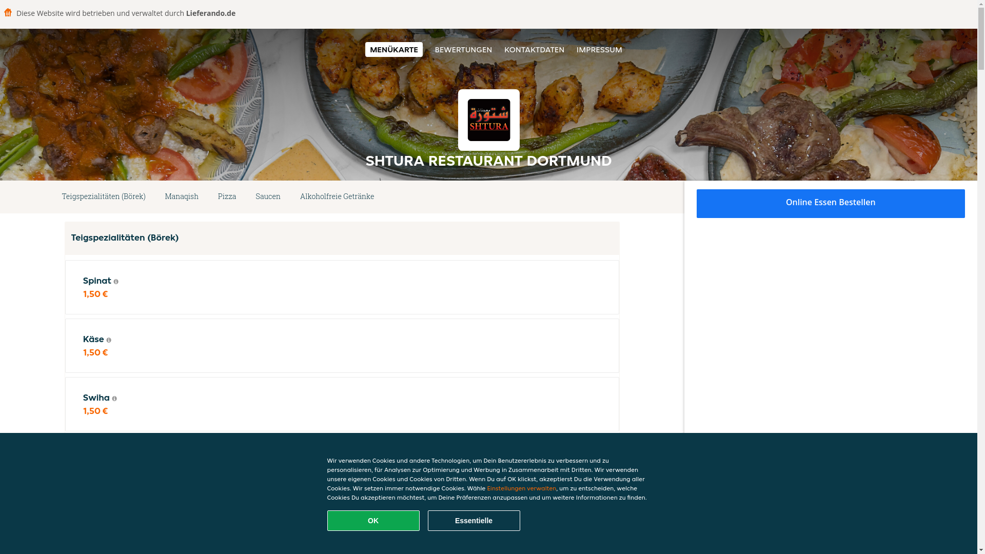 website screenshot of https://shturarestaurant-dortmund.de/