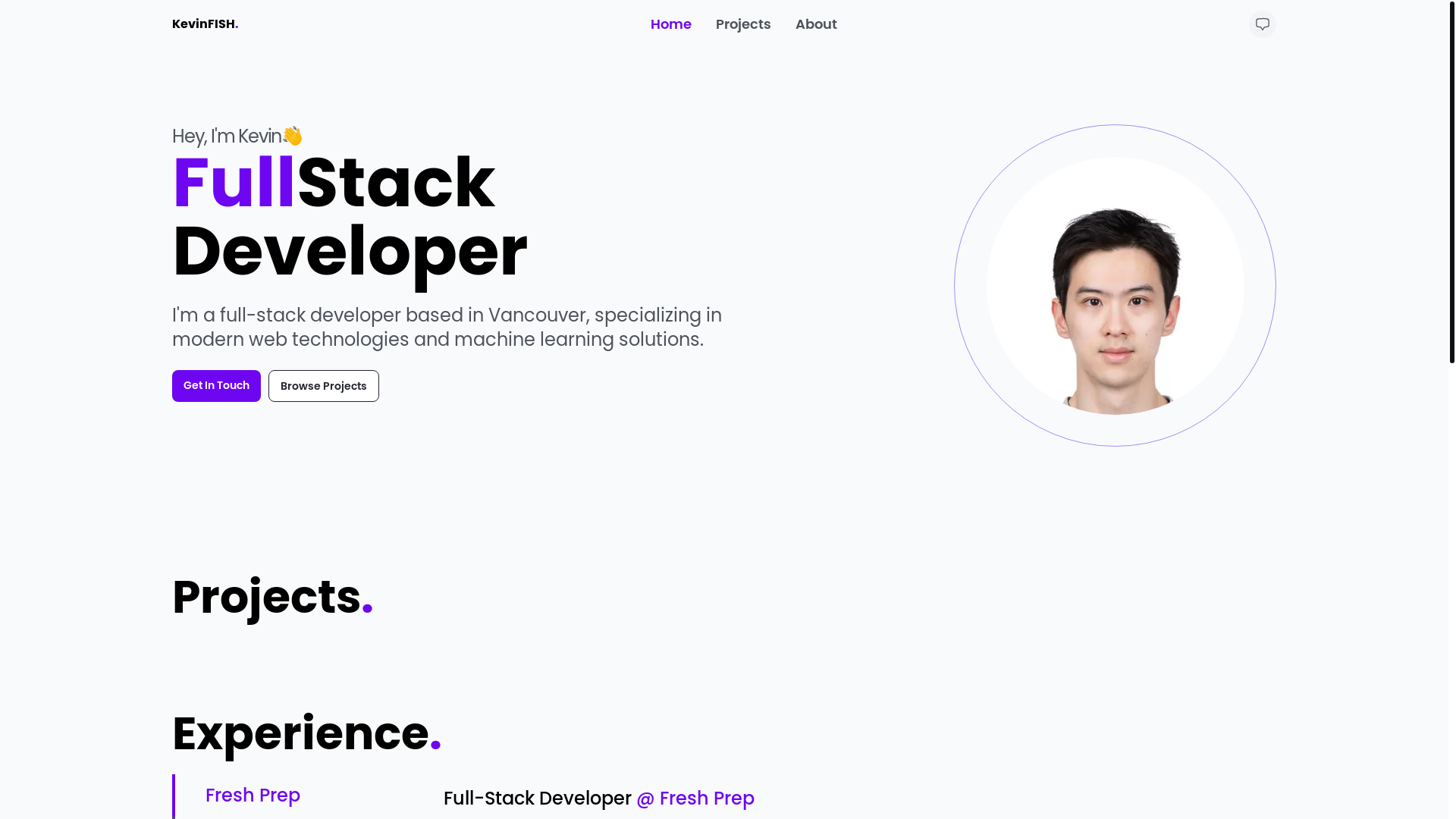 website screenshot of https://fishmankevinyu.com/