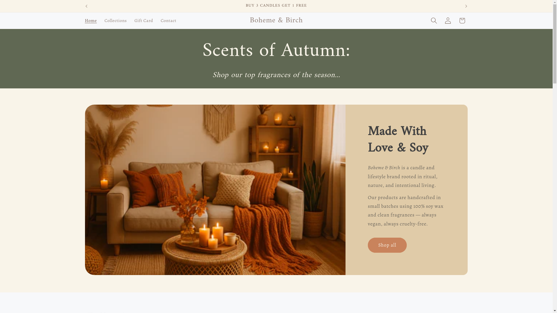 website screenshot of https://bohemebirch.com/