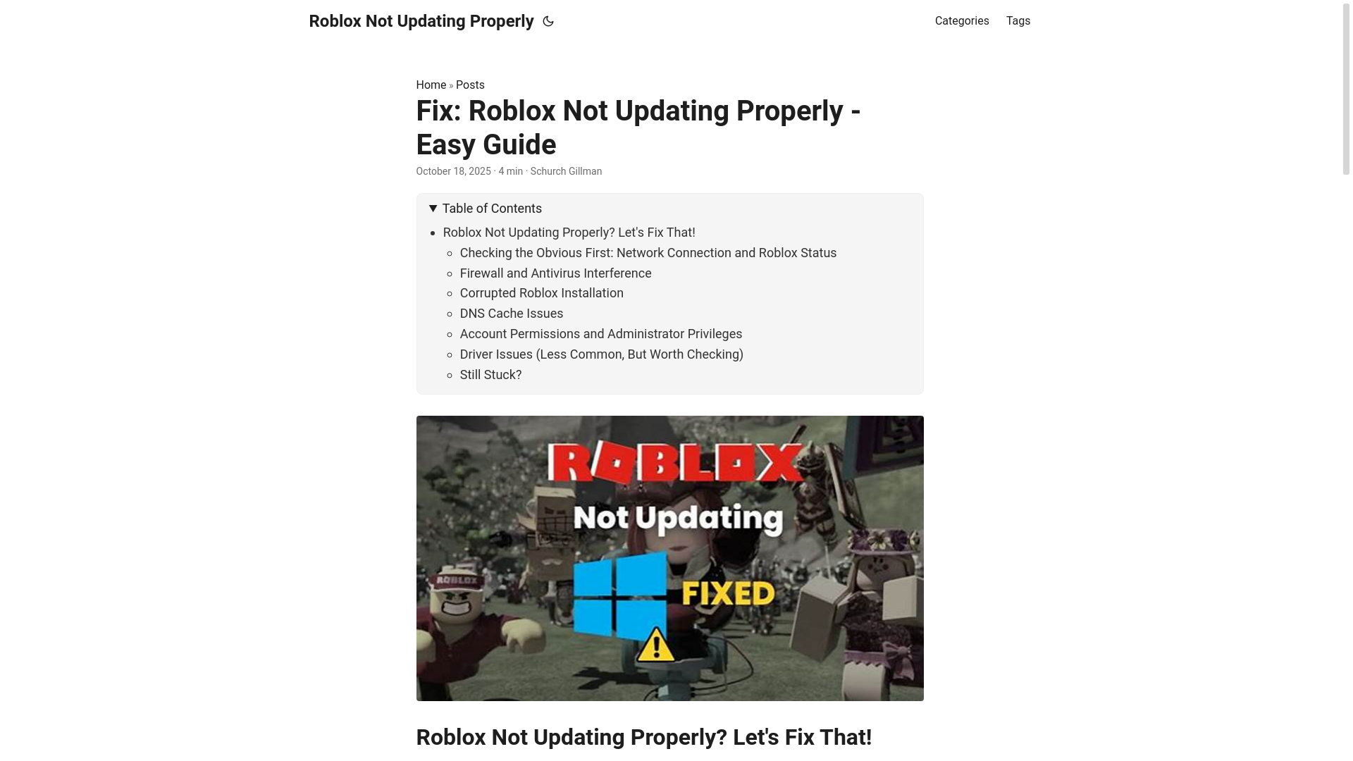 website screenshot of https://roblox-not-updating-properly.pages.dev/