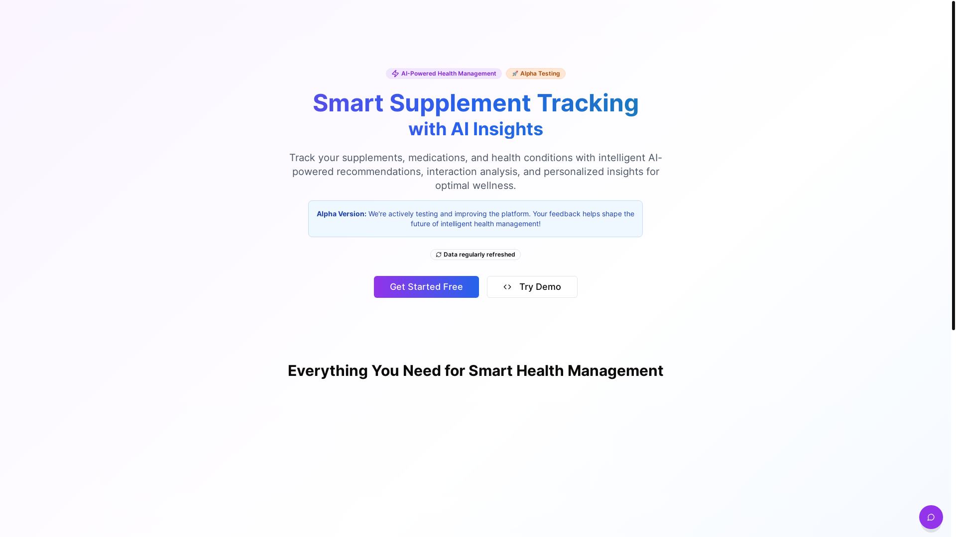 website screenshot of https://supplementstack.ai/