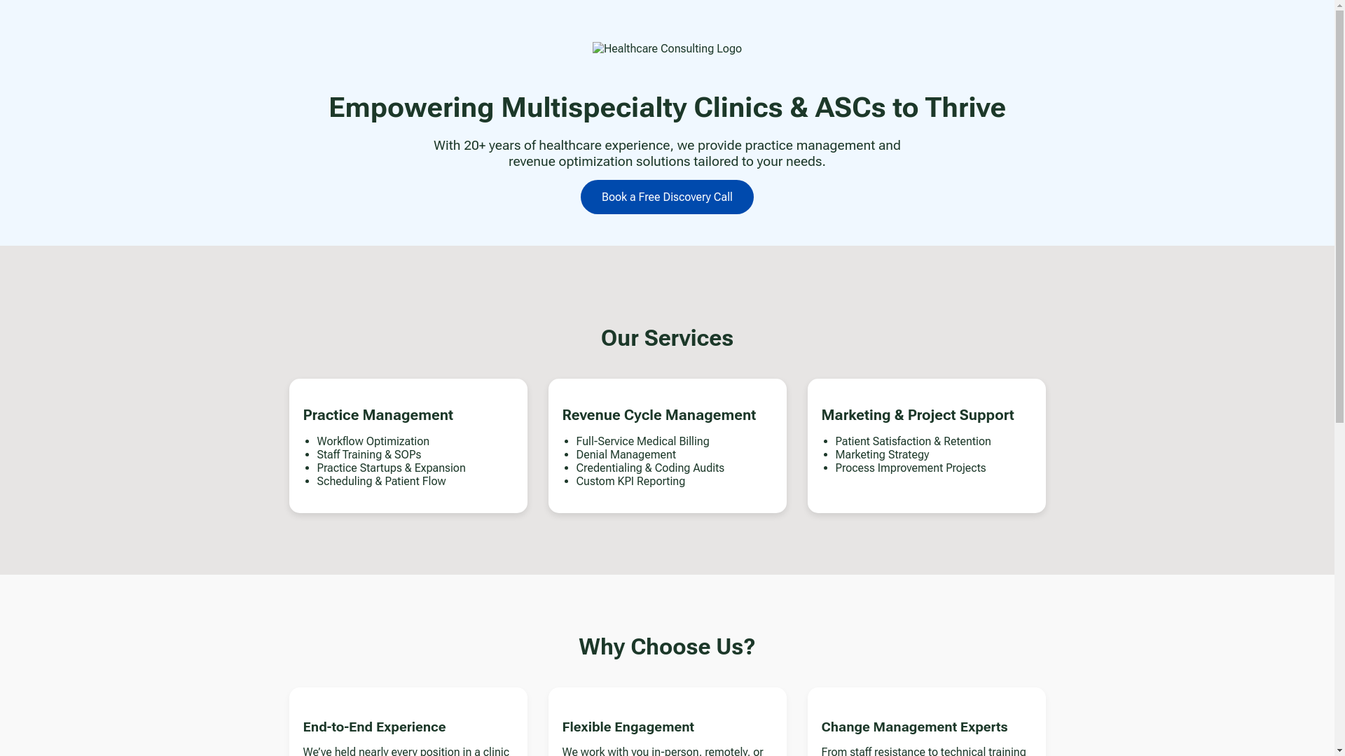 website screenshot of https://healthcareconsultsupport.com/