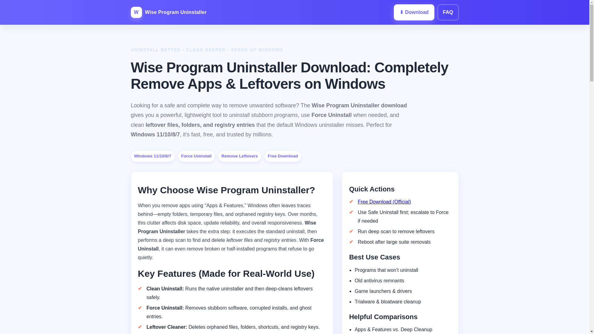 website screenshot of https://wise-program-uninstaller-download.pages.dev/