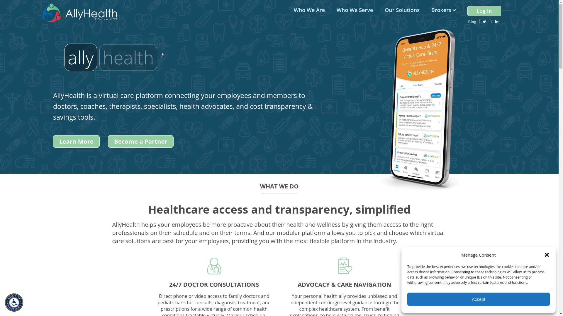 website screenshot of https://allyhealthcenter.info/