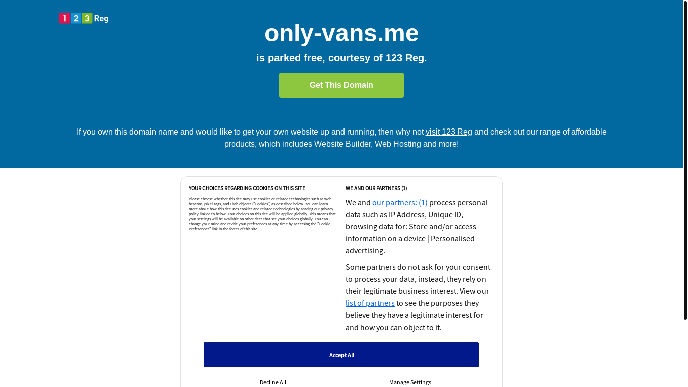 website screenshot of https://only-vans.me/