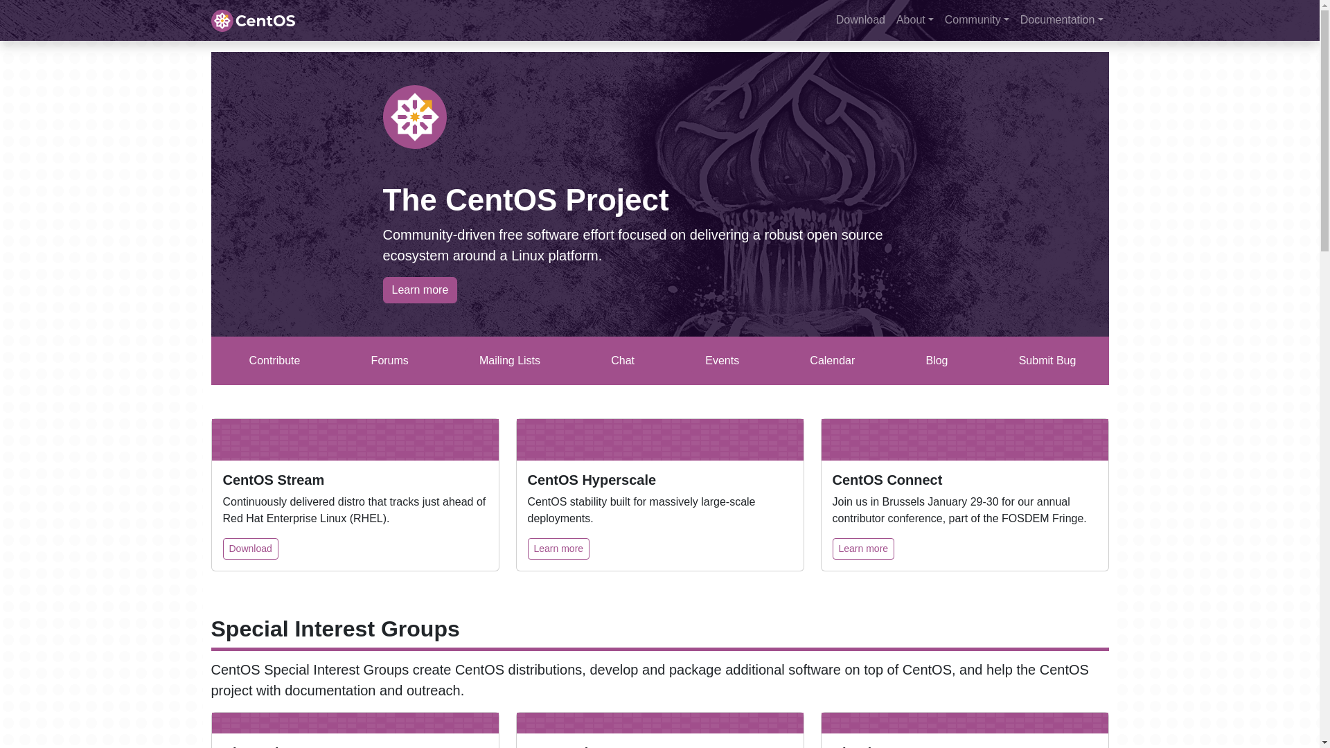 website screenshot of https://centos.org