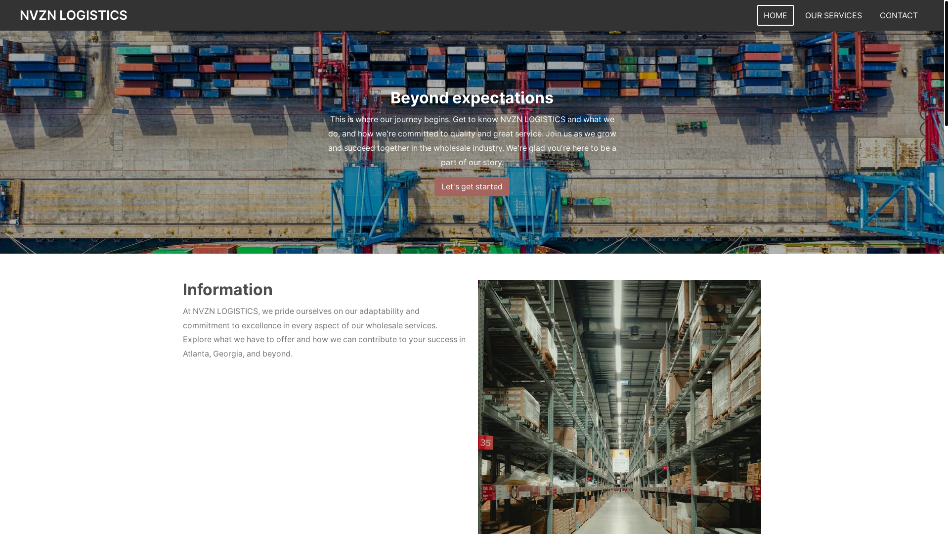 website screenshot of https://nvznlogistics.com/