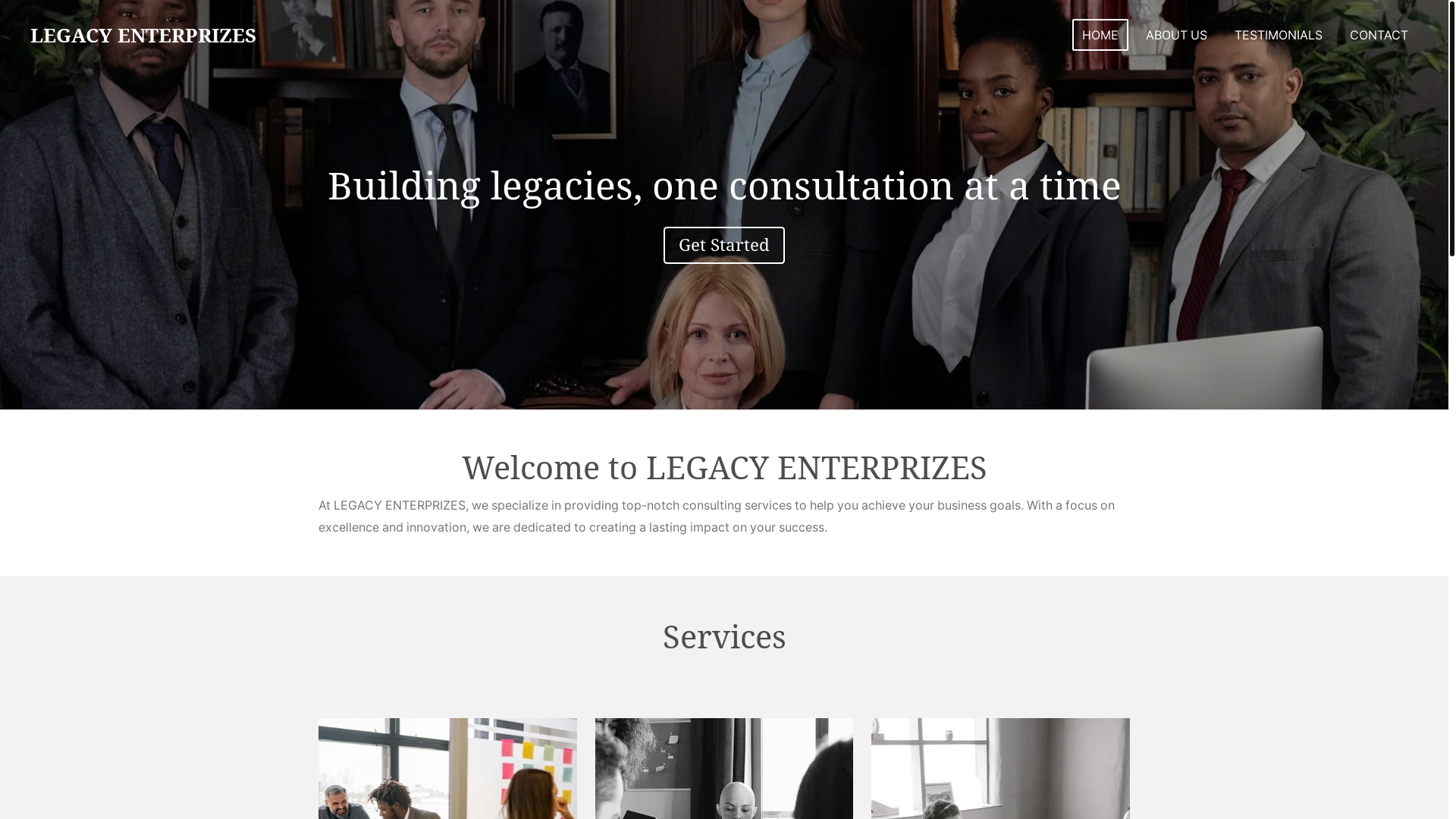 website screenshot of https://legacy-enterprizes.com/
