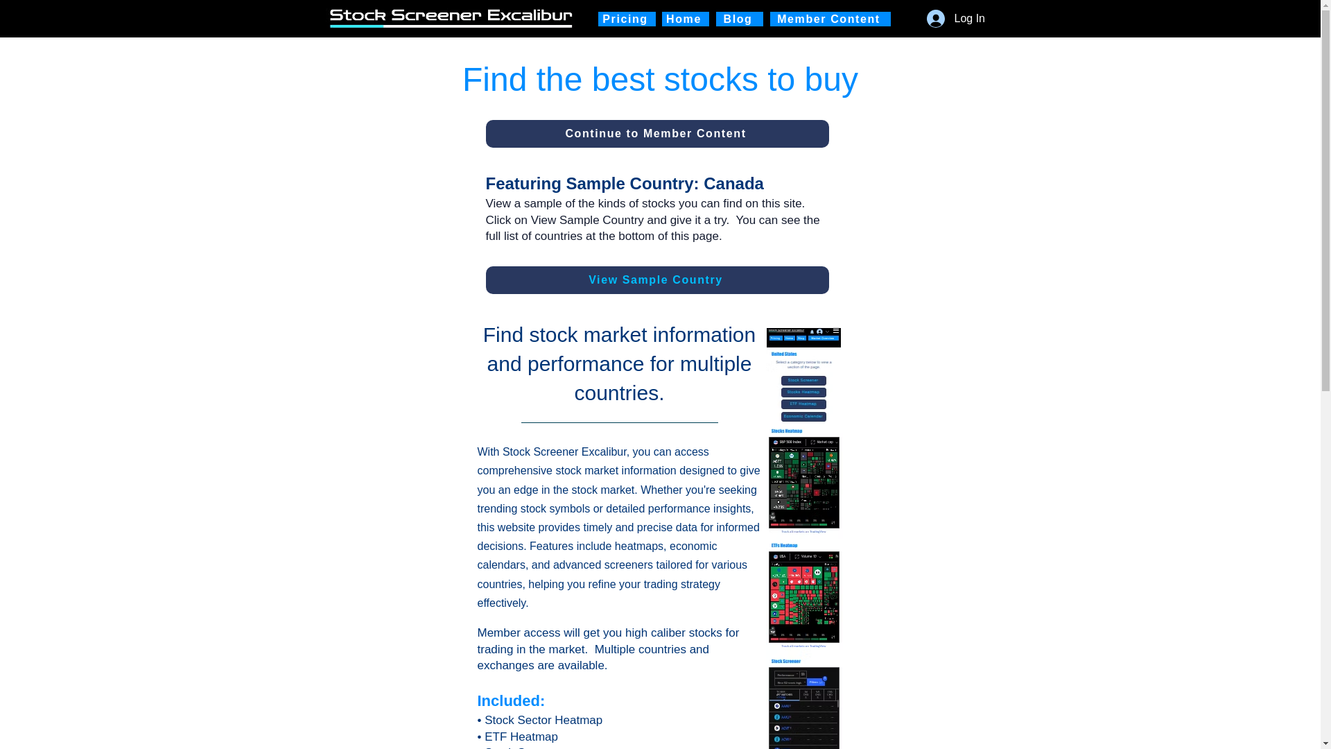 website screenshot of https://stock-screener-excalibur.com/