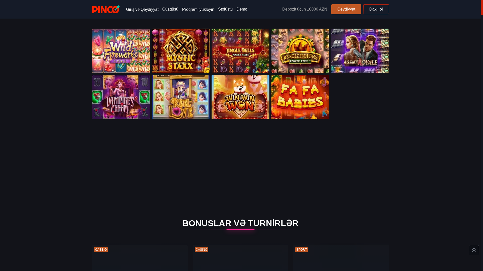 website screenshot of https://pinco-kazino.bet/