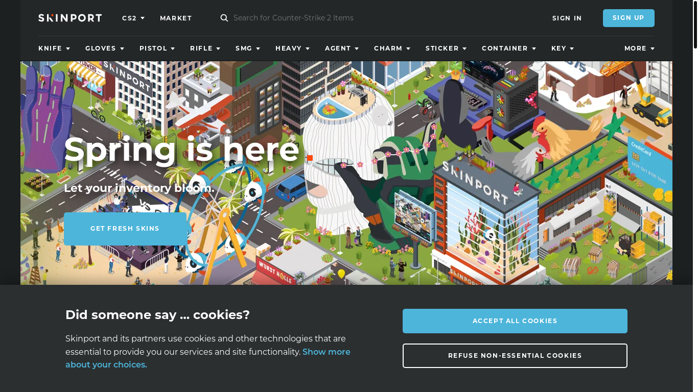 website screenshot of https://skinport.com/