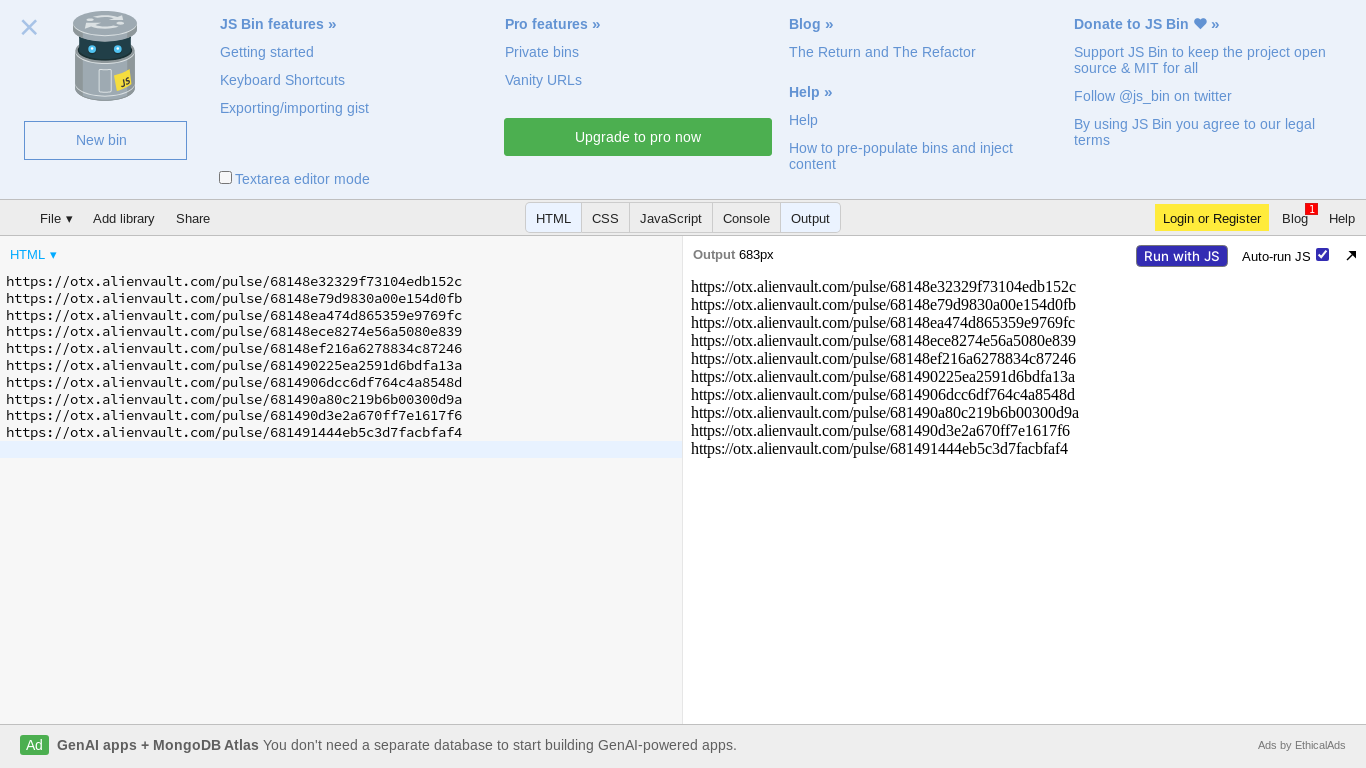 website screenshot of https://jsbin.com/yidagibepe/edit?html,output