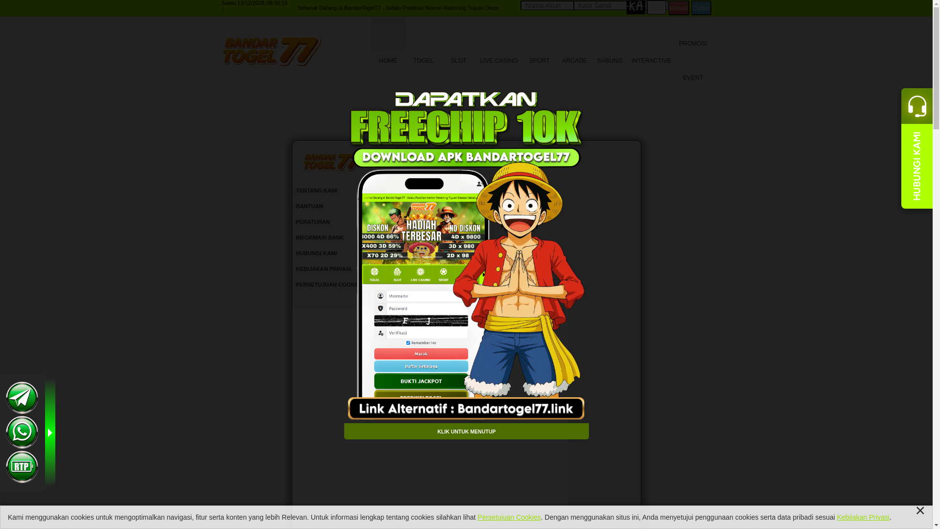 website screenshot of https://bandartogel77shell.com/