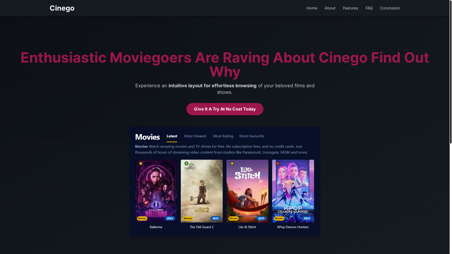 website screenshot of https://cinego-6rnb.pages.dev/