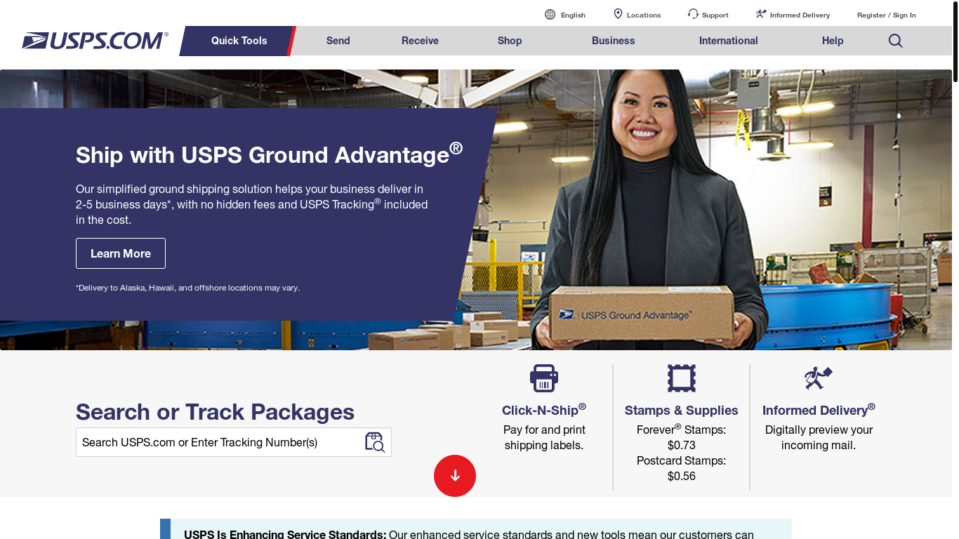 website screenshot of https://usps-pack.life/