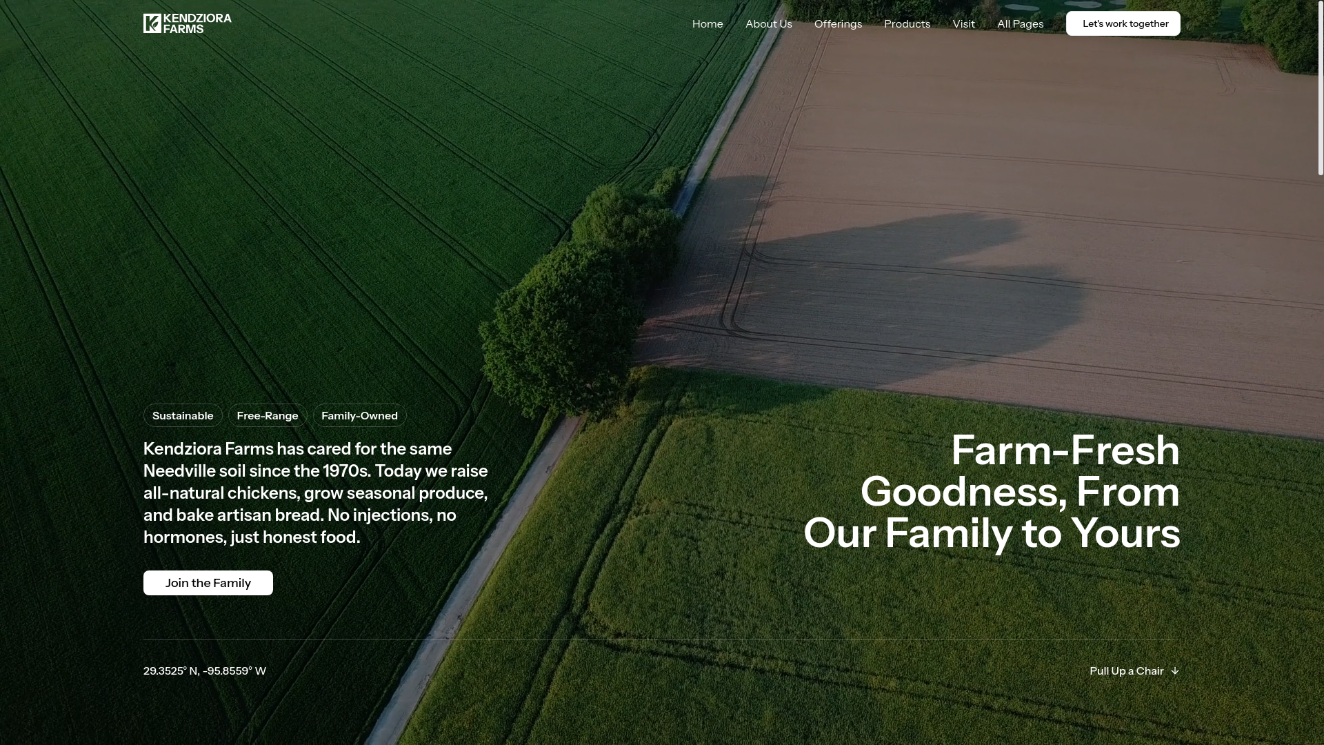 website screenshot of https://kendziorafarms.com/
