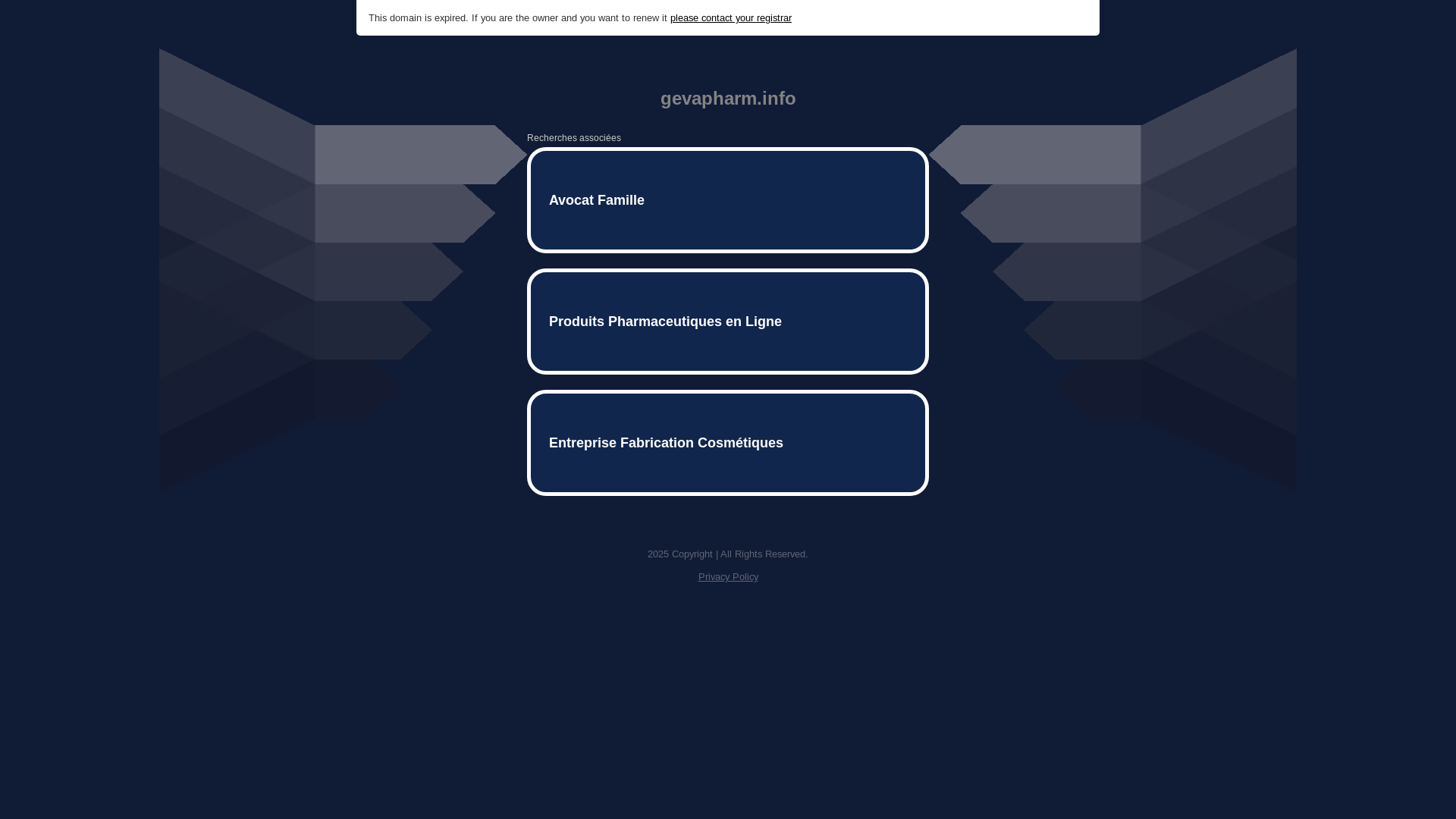 website screenshot of https://gevapharm.info/