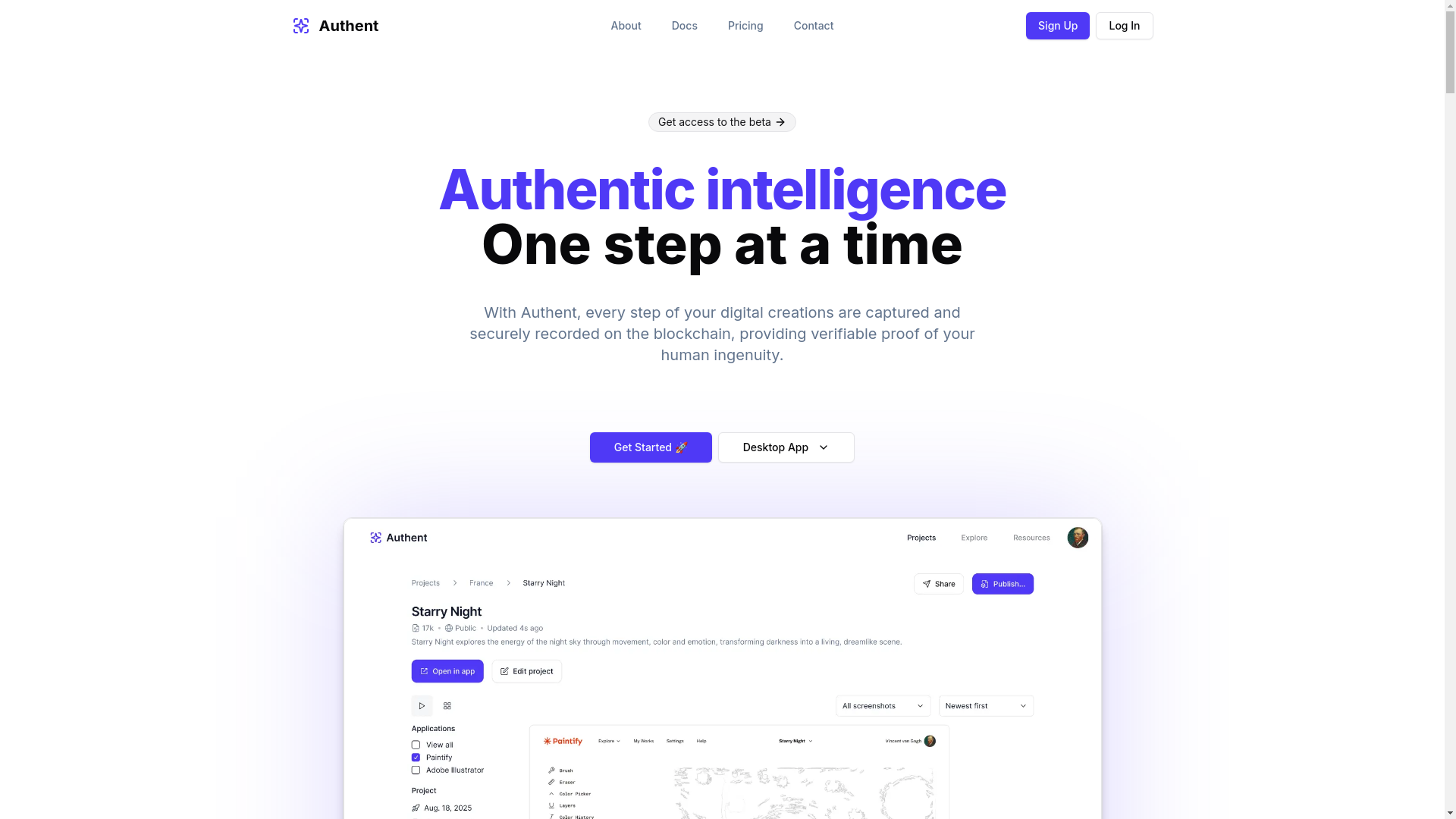 website screenshot of https://authent-web.pages.dev/