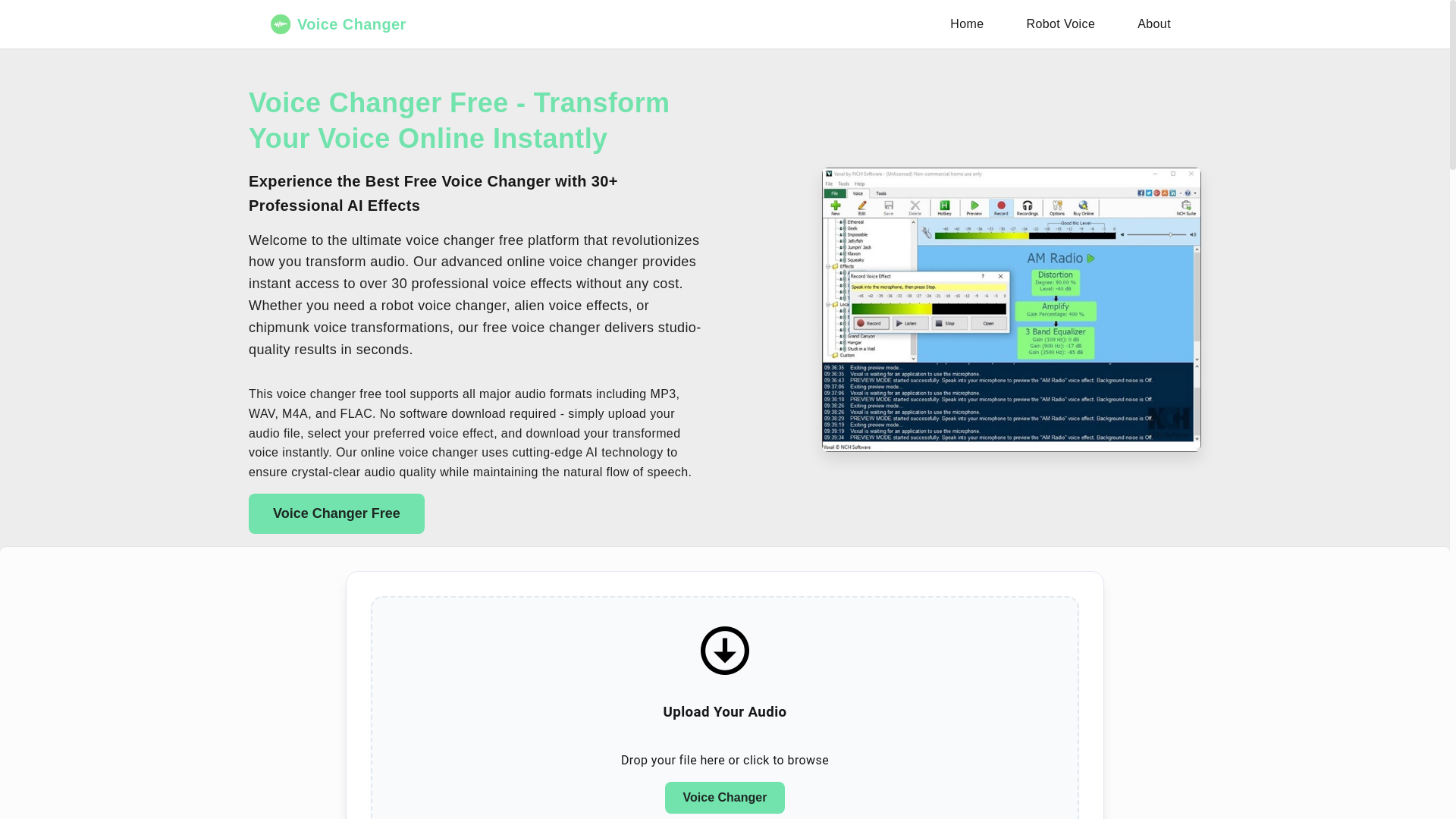 website screenshot of https://voicechangerfree.pages.dev/