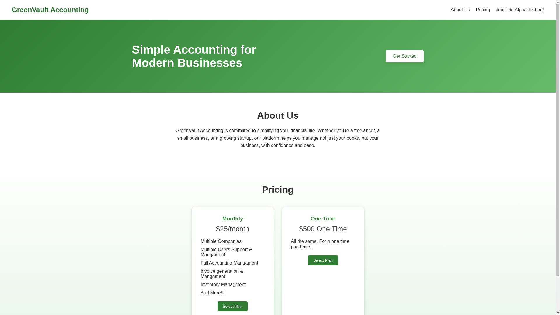 website screenshot of https://greenvaultaccounting.com/