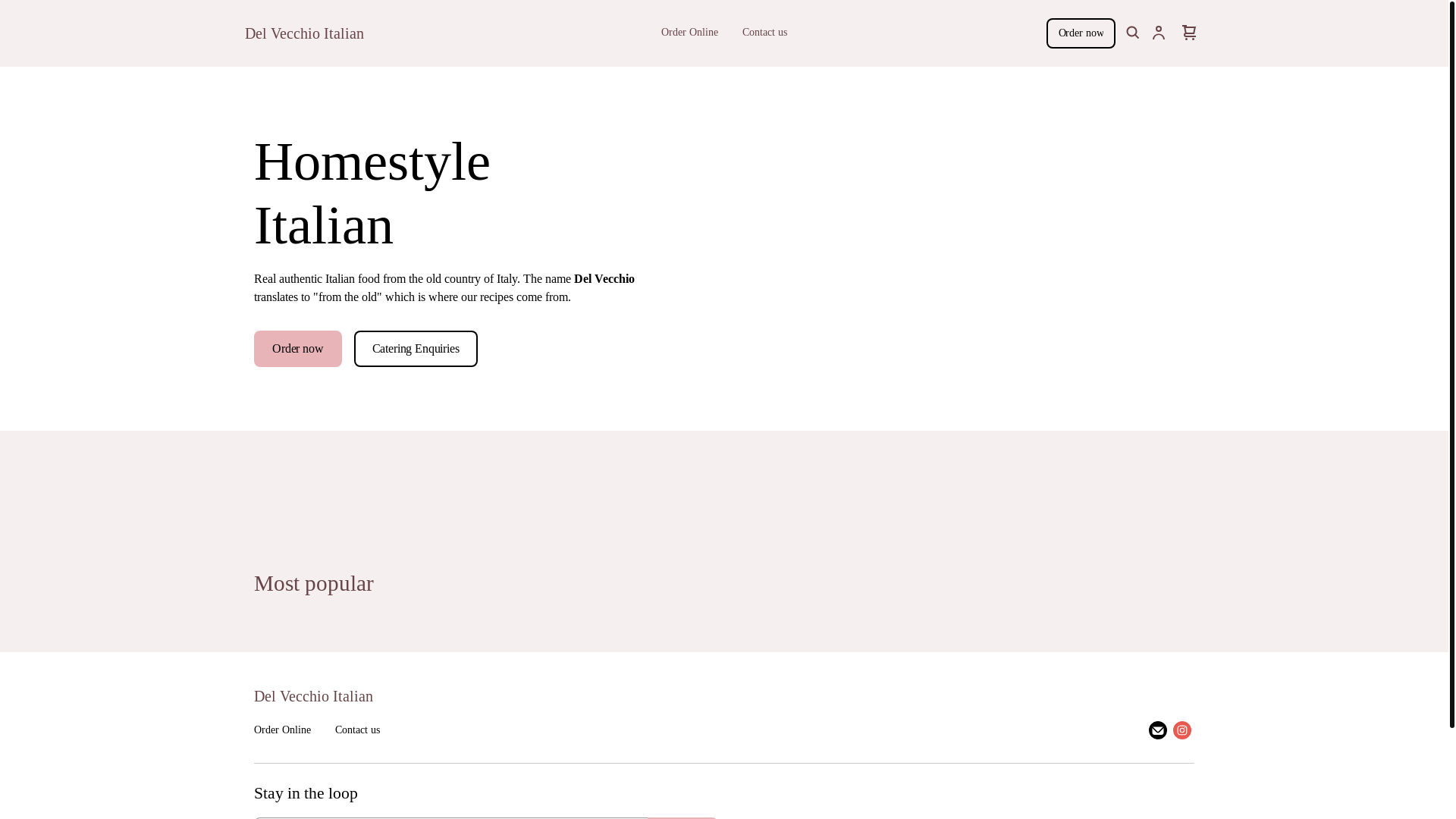 website screenshot of https://delvecchioitalian.com.au/
