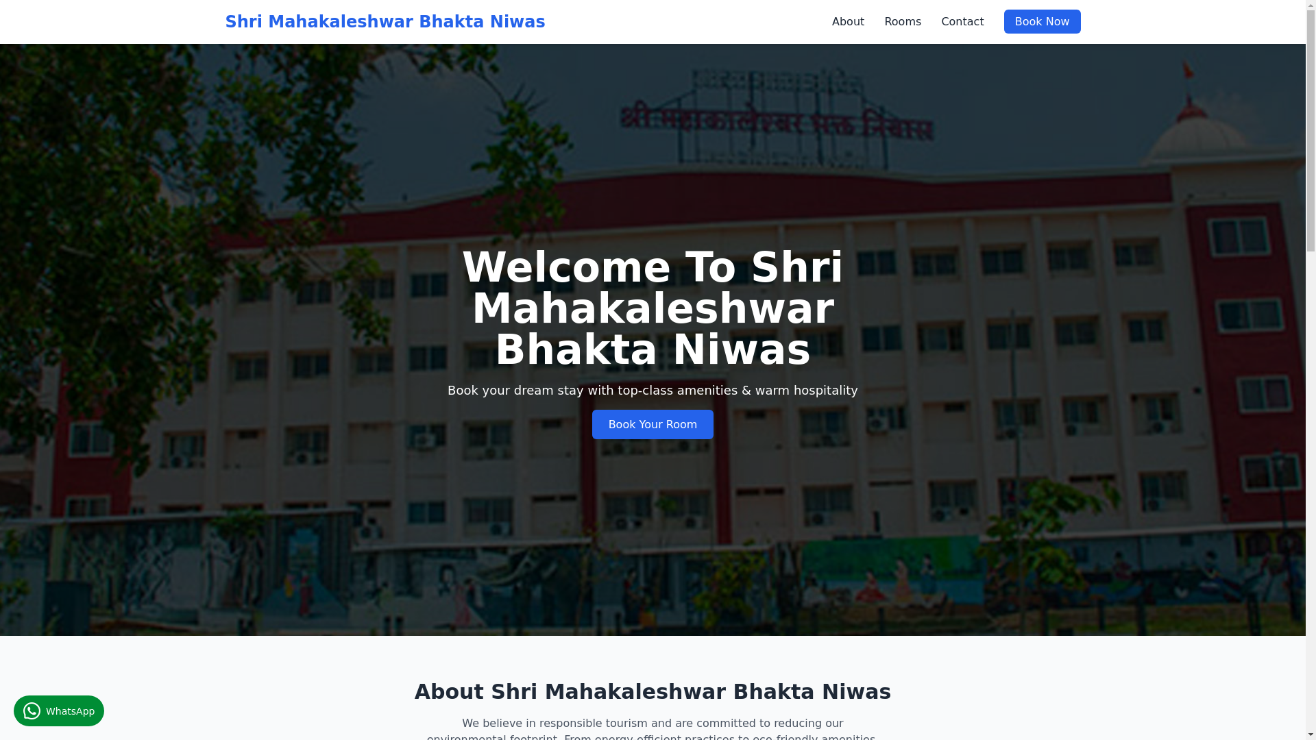 website screenshot of https://mahakaleshwar-bhaktniwas.site/