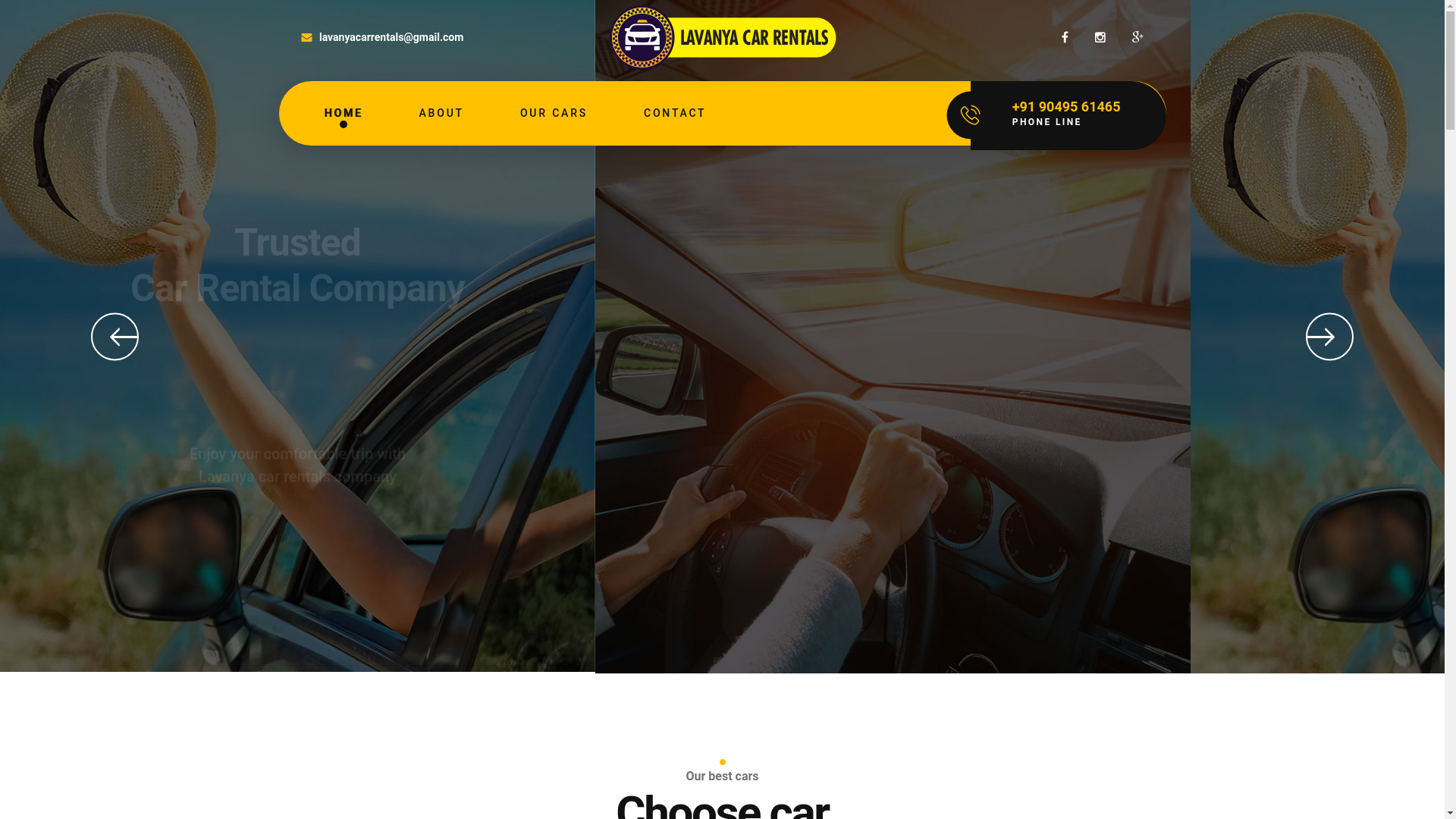 website screenshot of https://lavanyacarrentals.in/