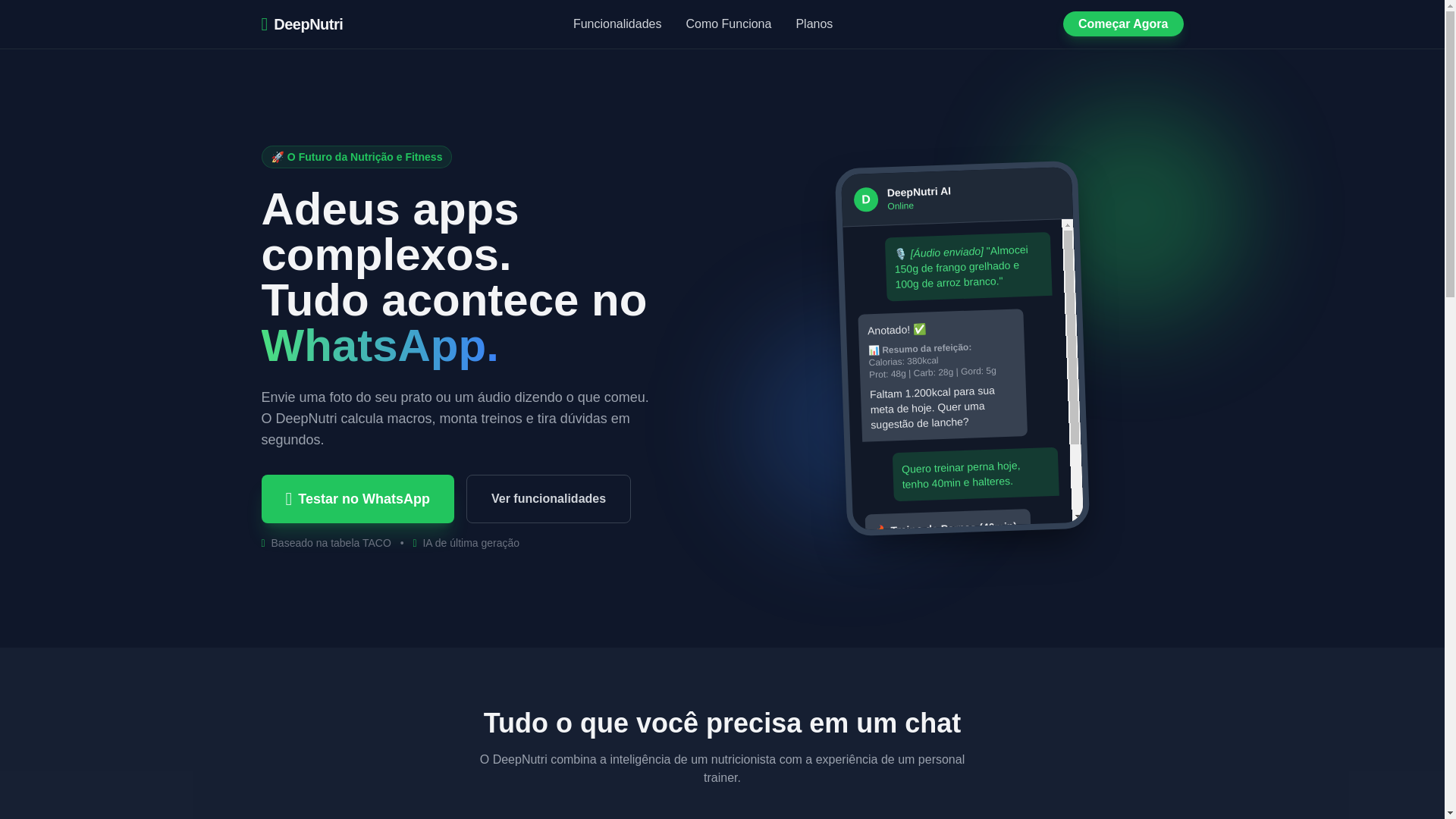 website screenshot of https://deepnutri.app/