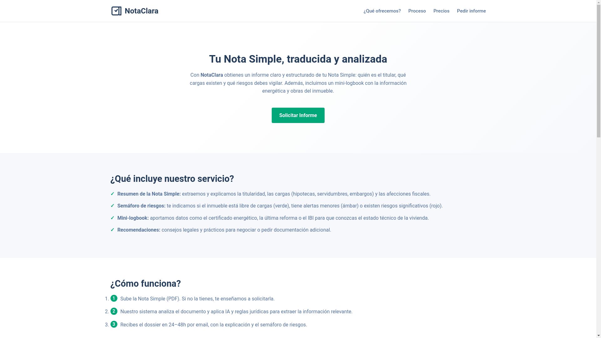 website screenshot of https://notaclara.com/