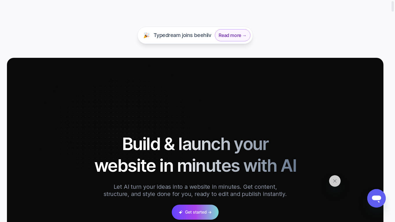 website screenshot of https://typedream.com/