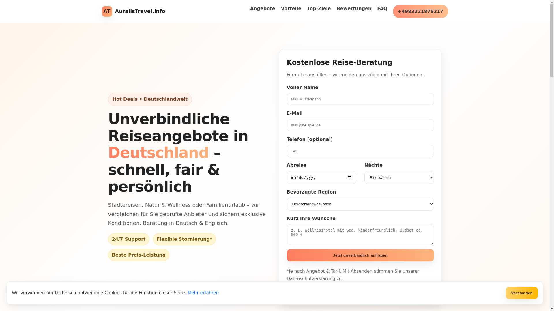 website screenshot of https://auralistravel.info/