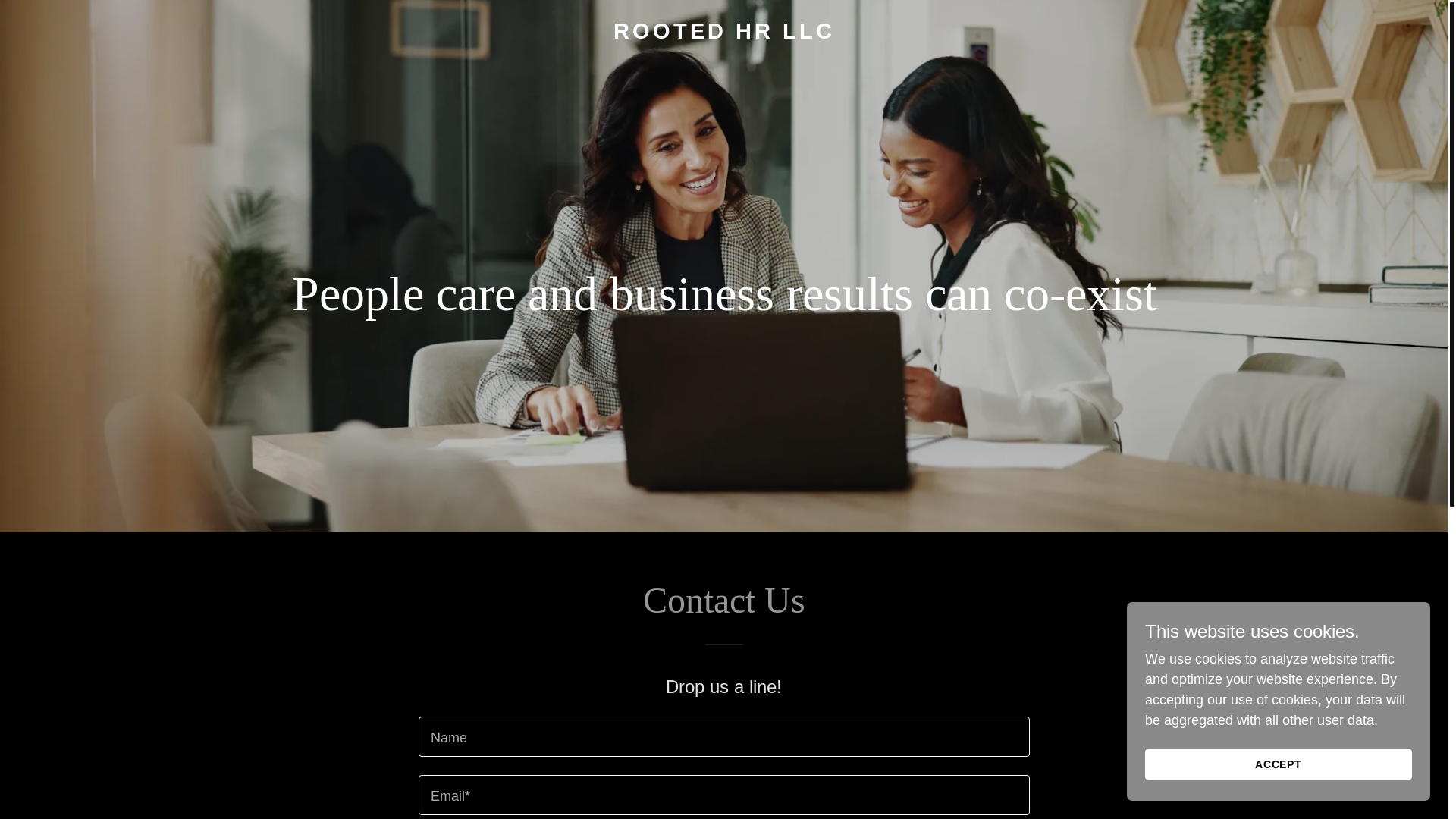website screenshot of https://rootedhrllc.com/